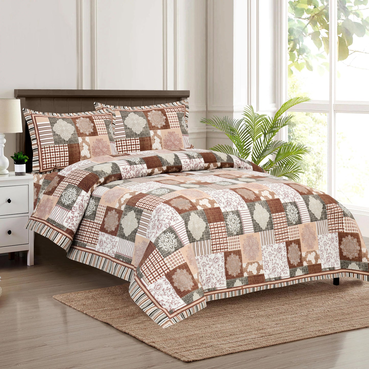 100/108 Aachal Viscose Mix Super King Size Double Bedsheet with 2 Pillow Covers, Elegant & Luxurious Feel - HLB28