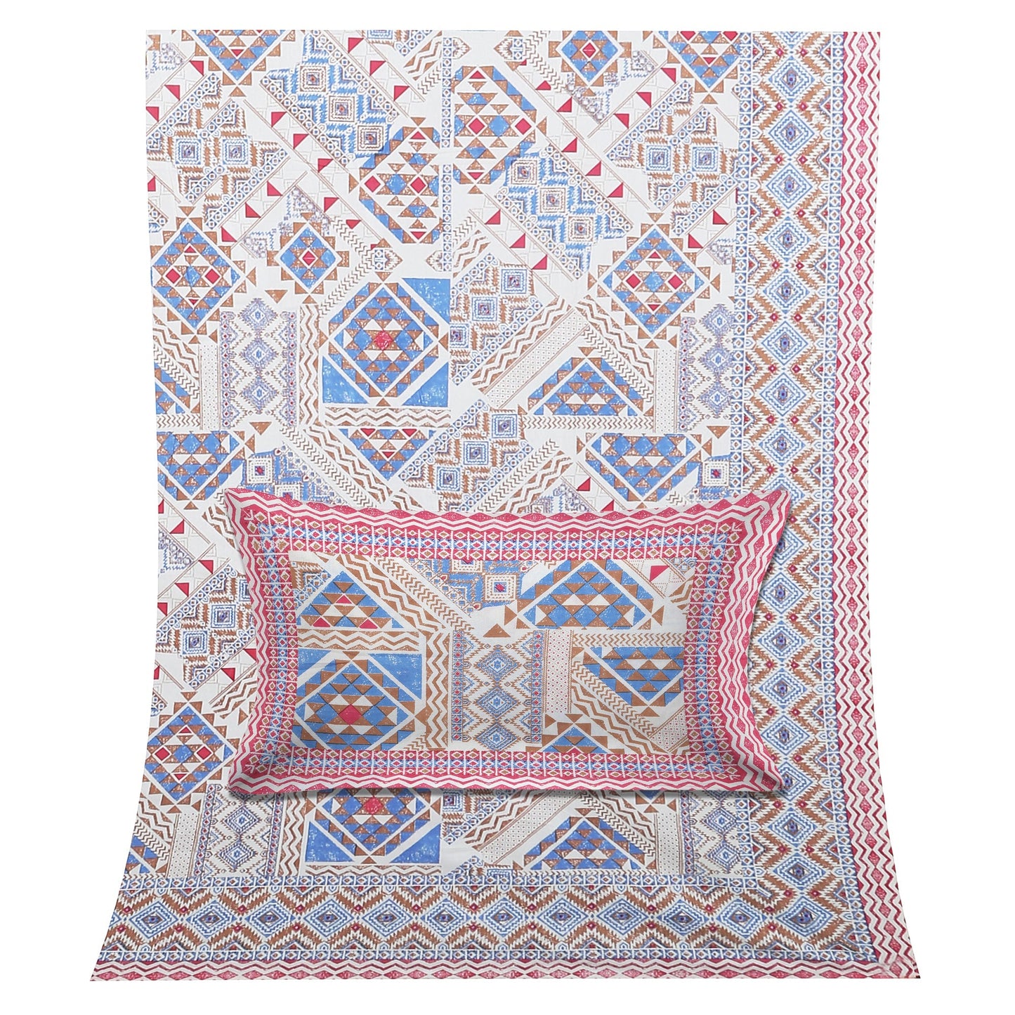70/100 Artistic Collection 100% Cotton Single Bedsheet with 2 Pillow Covers, Premium Quality & Stylish Look - HLB12