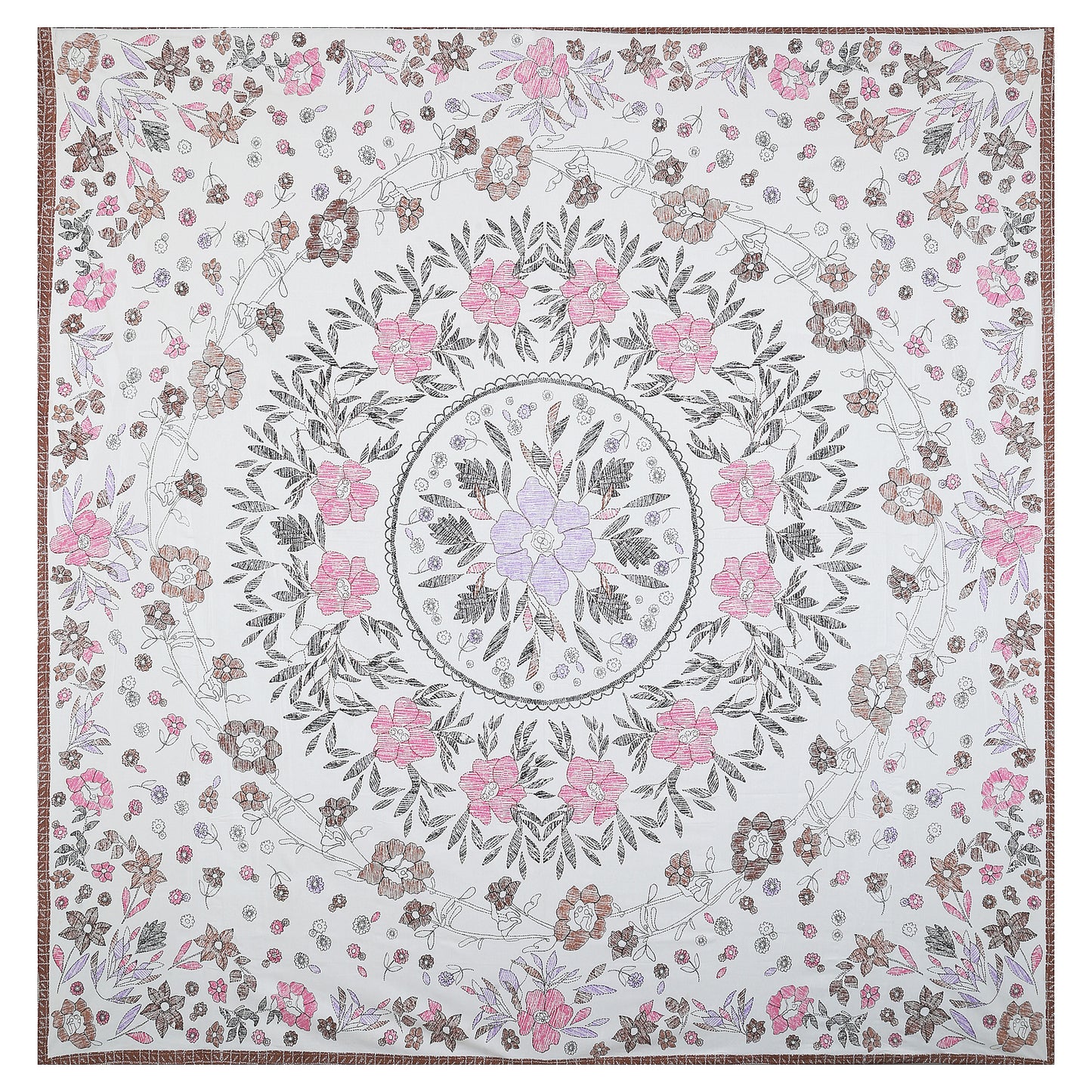 108/108 Artistic Collection 100% Cotton Jumbo Size Double Bedsheet with 2 Pillow Covers, Unique Patterns & Smooth Texture - HLB71