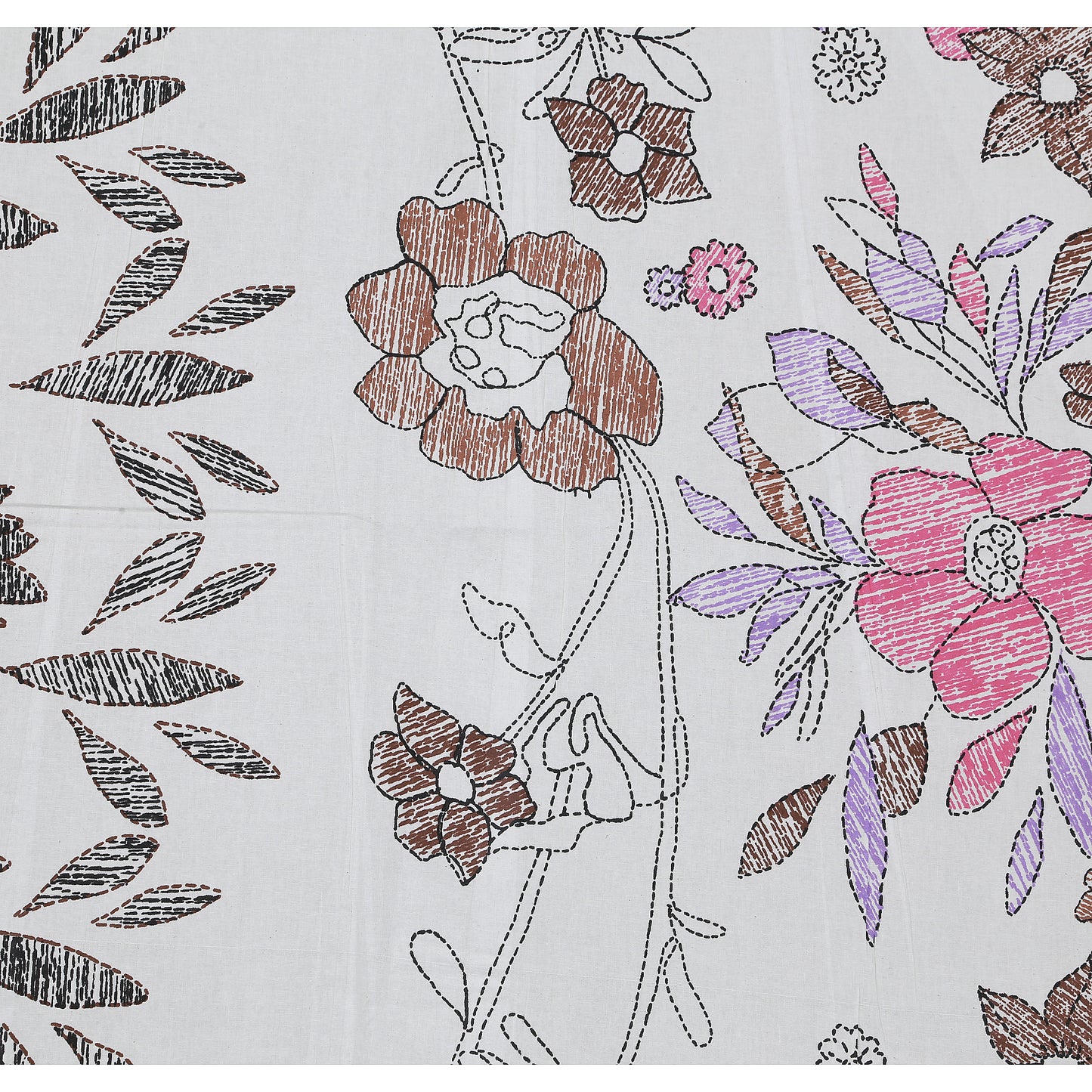 108/108 Artistic Collection 100% Cotton Jumbo Size Double Bedsheet with 2 Pillow Covers, Unique Patterns & Smooth Texture - HLB71