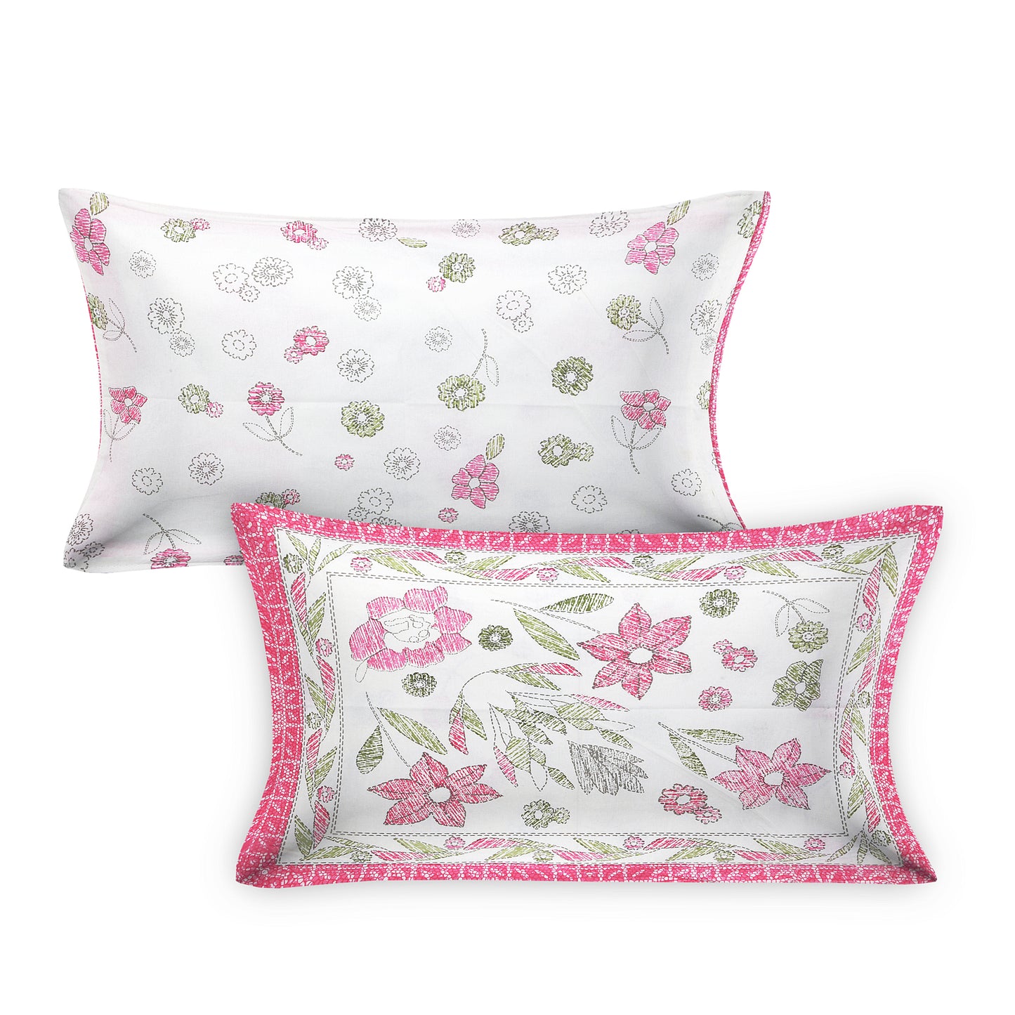 108/108 Artistic Collection 100% Cotton Jumbo Size Double Bedsheet with 2 Pillow Covers, Unique Patterns & Smooth Texture - HLB71