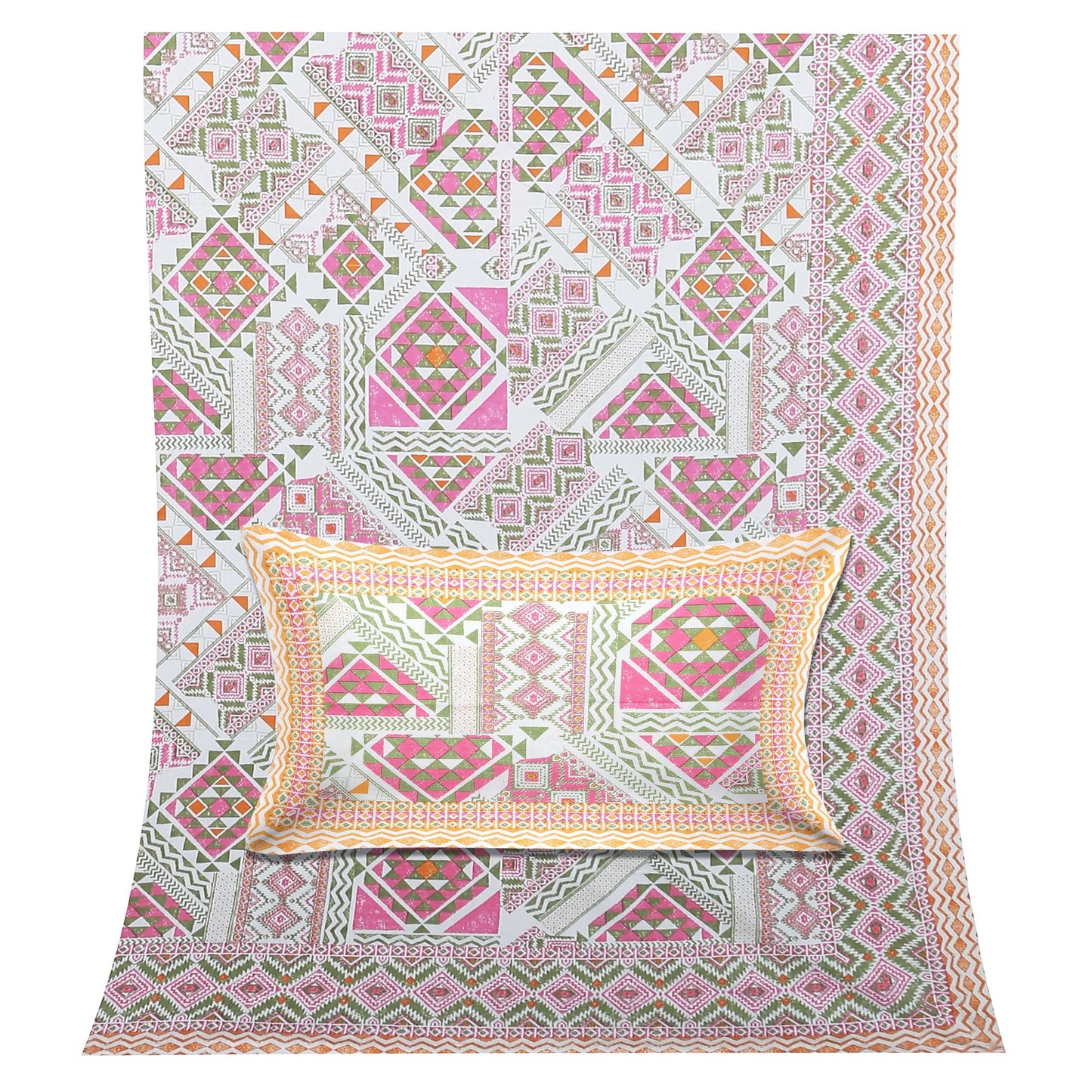70/100 Artistic Collection 100% Cotton Single Bedsheet with 2 Pillow Covers, Premium Quality & Stylish Look - HLB12