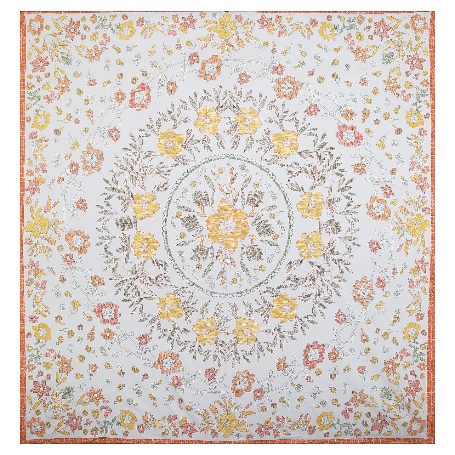 108/108 Artistic Collection 100% Cotton Jumbo Size Double Bedsheet with 2 Pillow Covers, Unique Patterns & Smooth Texture - HLB71