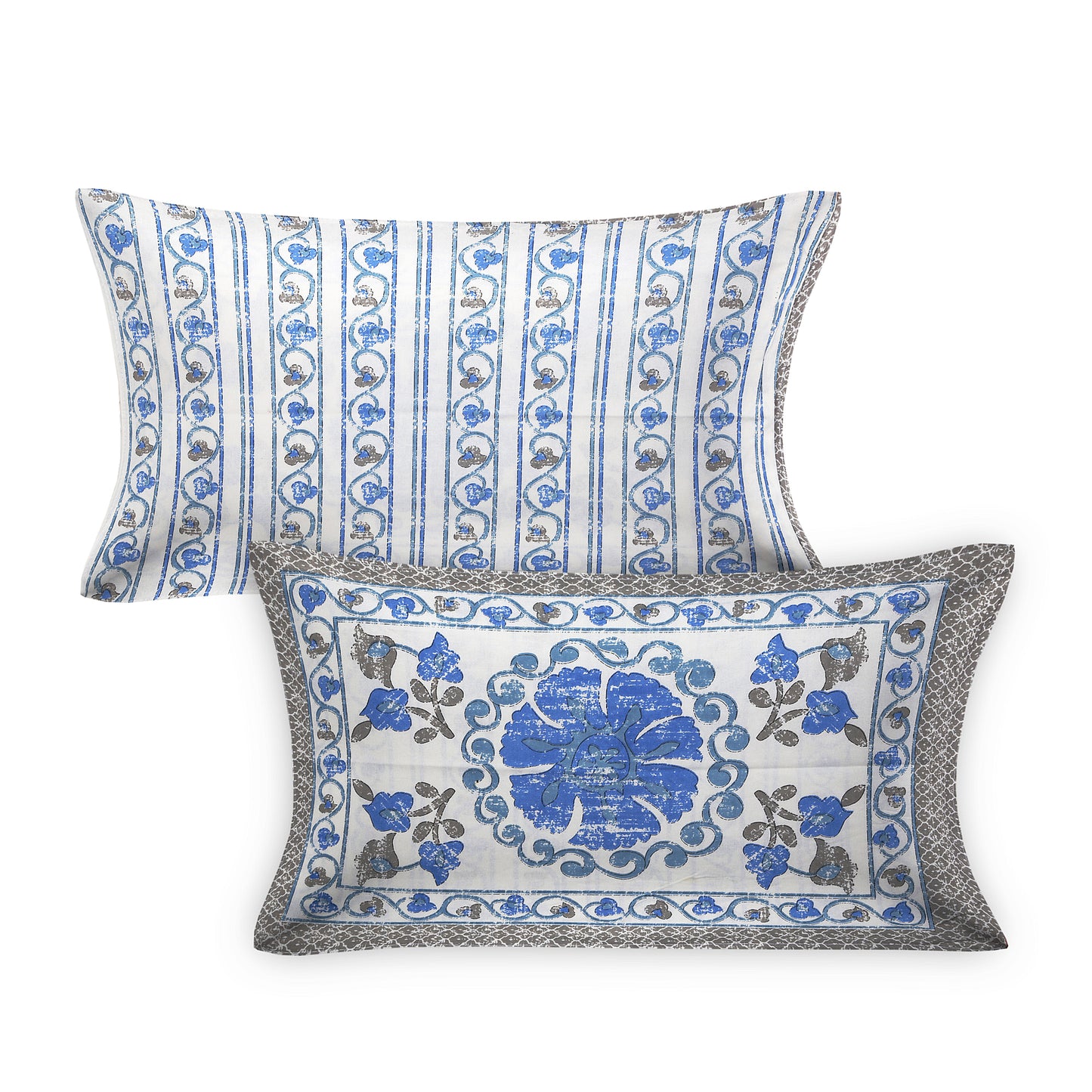 108/108 Artistic Collection 100% Cotton Jumbo Size Double Bedsheet with 2 Pillow Covers, Unique Patterns & Smooth Texture - HLB71
