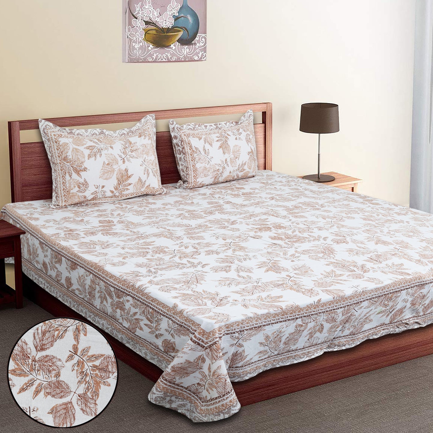 70/100 Artistic Collection 100% Cotton Single Bedsheet with 2 Pillow Covers, Premium Quality & Stylish Look - HLB12