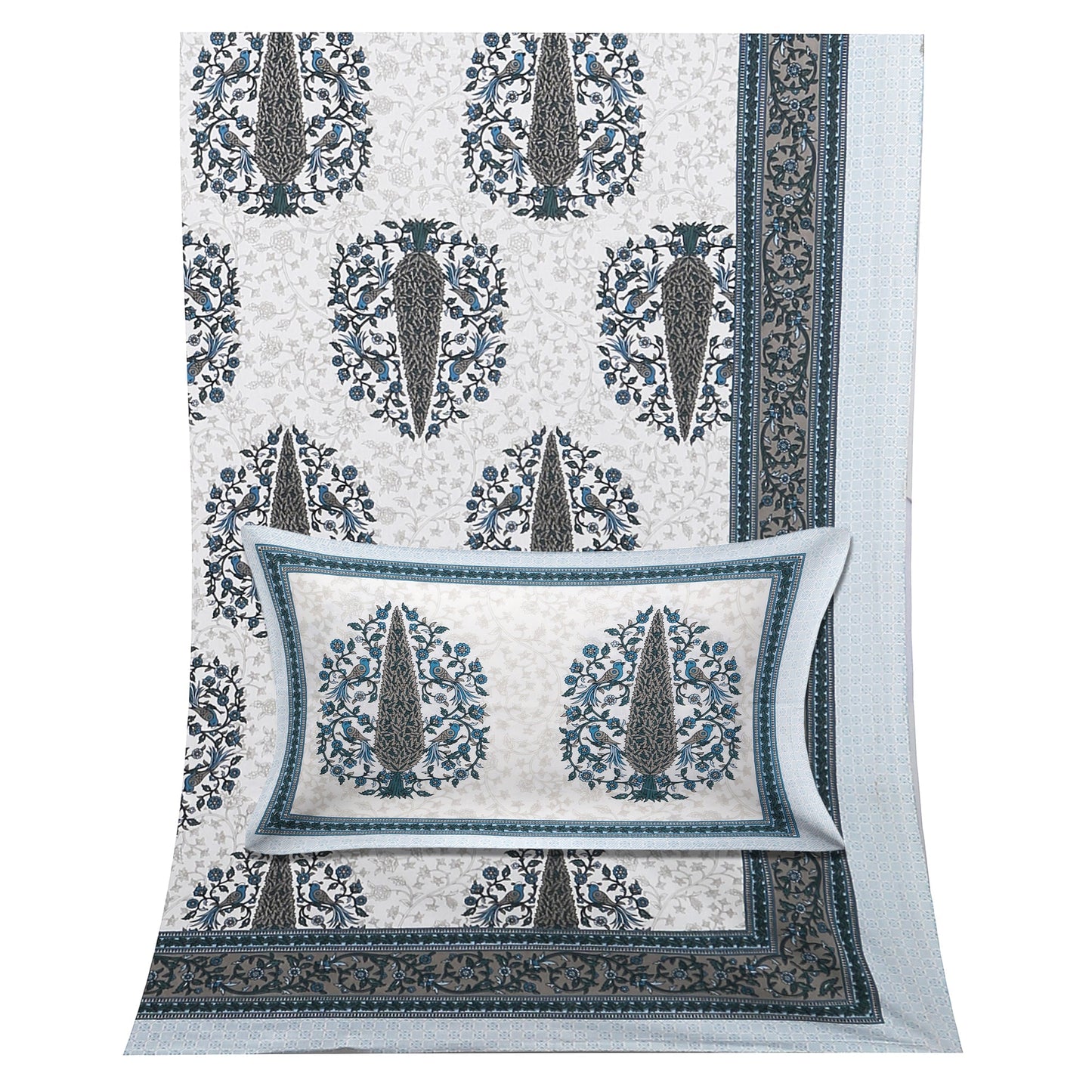 70/100 Artistic Collection 100% Cotton Single Bedsheet with 2 Pillow Covers, Premium Quality & Stylish Look - HLB12
