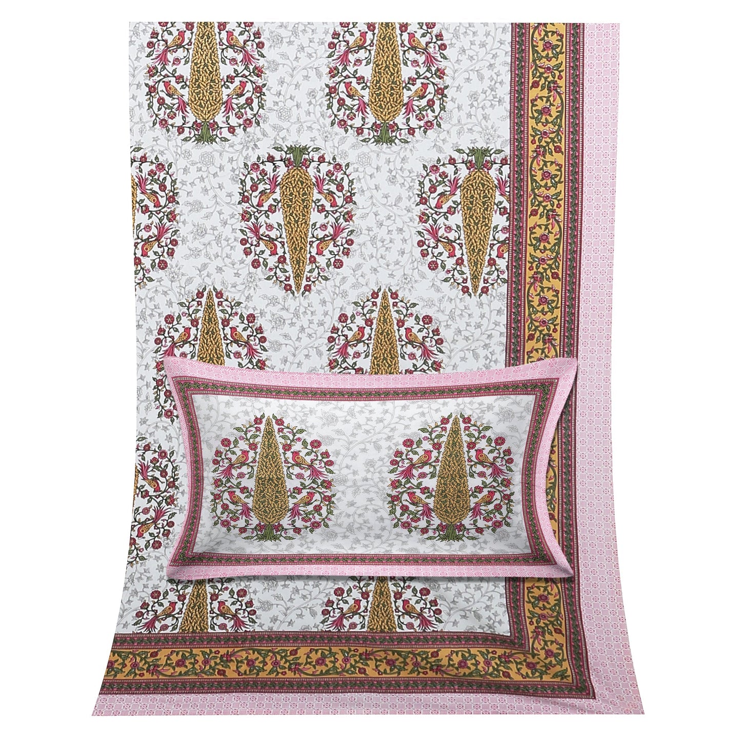 70/100 Artistic Collection 100% Cotton Single Bedsheet with 2 Pillow Covers, Premium Quality & Stylish Look - HLB12