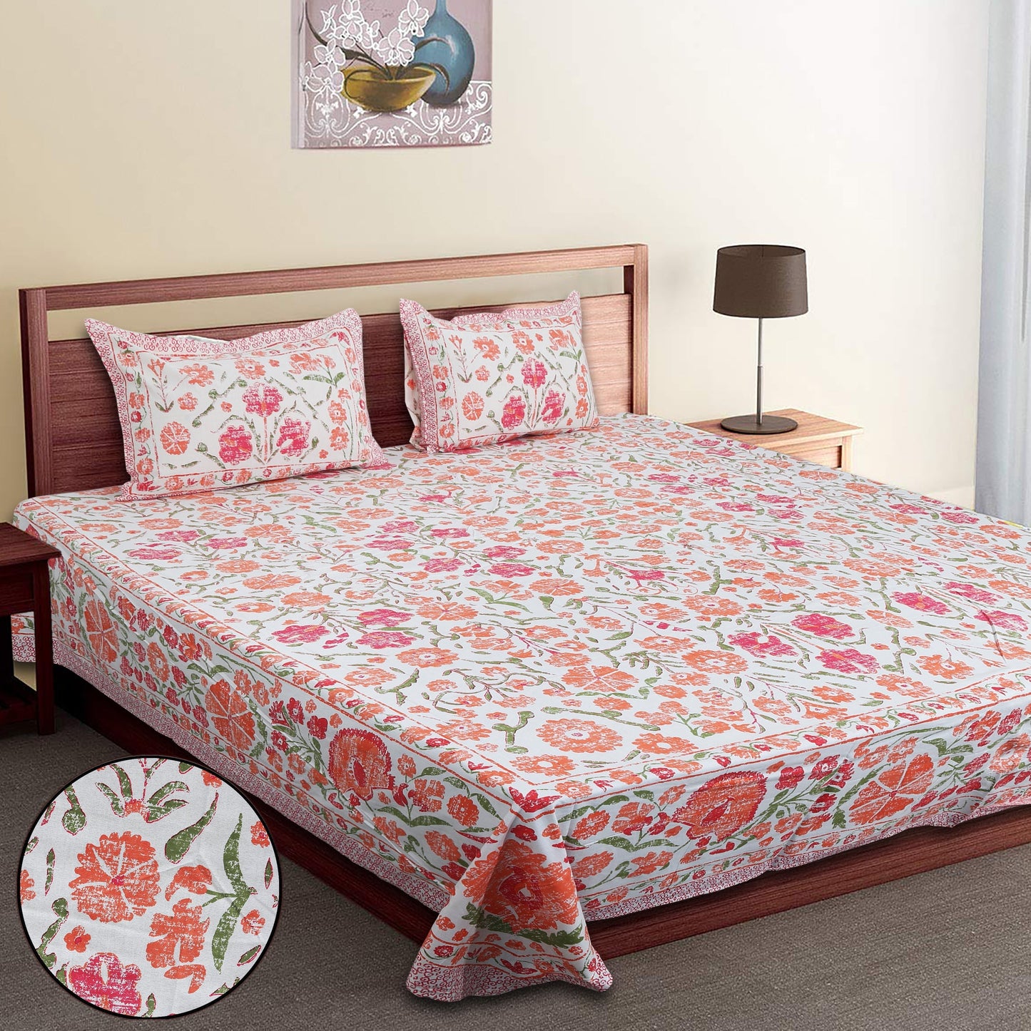 70/100 Artistic Collection 100% Cotton Single Bedsheet with 2 Pillow Covers, Premium Quality & Stylish Look - HLB12