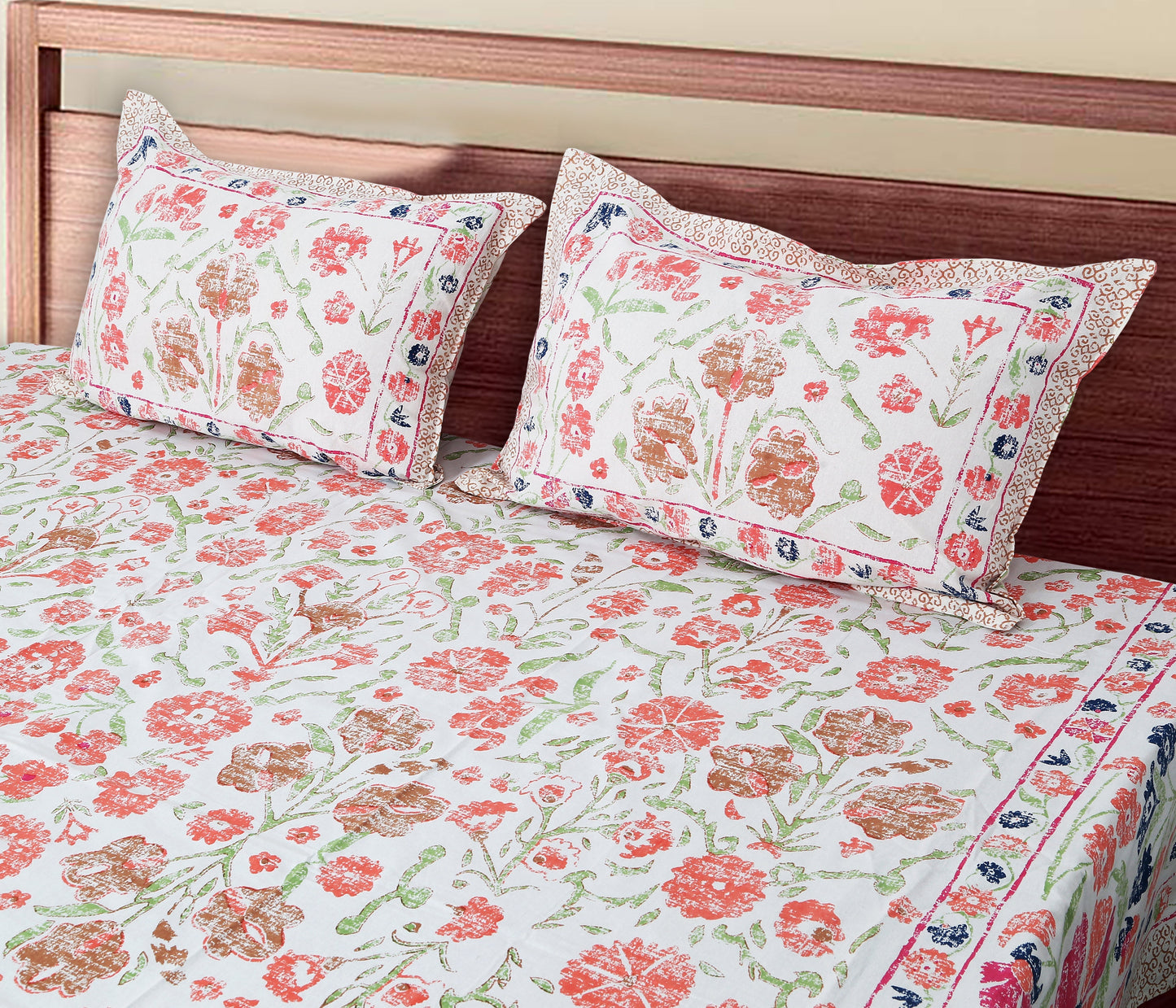 70/100 Artistic Collection 100% Cotton Single Bedsheet with 2 Pillow Covers, Premium Quality & Stylish Look - HLB12