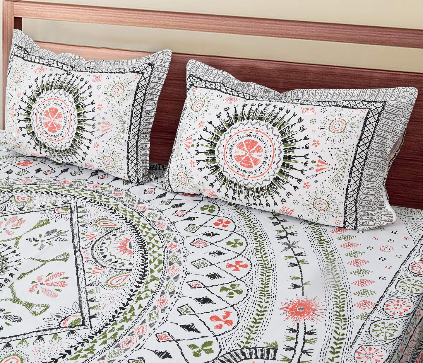 70/100 Artistic Collection 100% Cotton Single Bedsheet with 2 Pillow Covers, Premium Quality & Stylish Look - HLB12