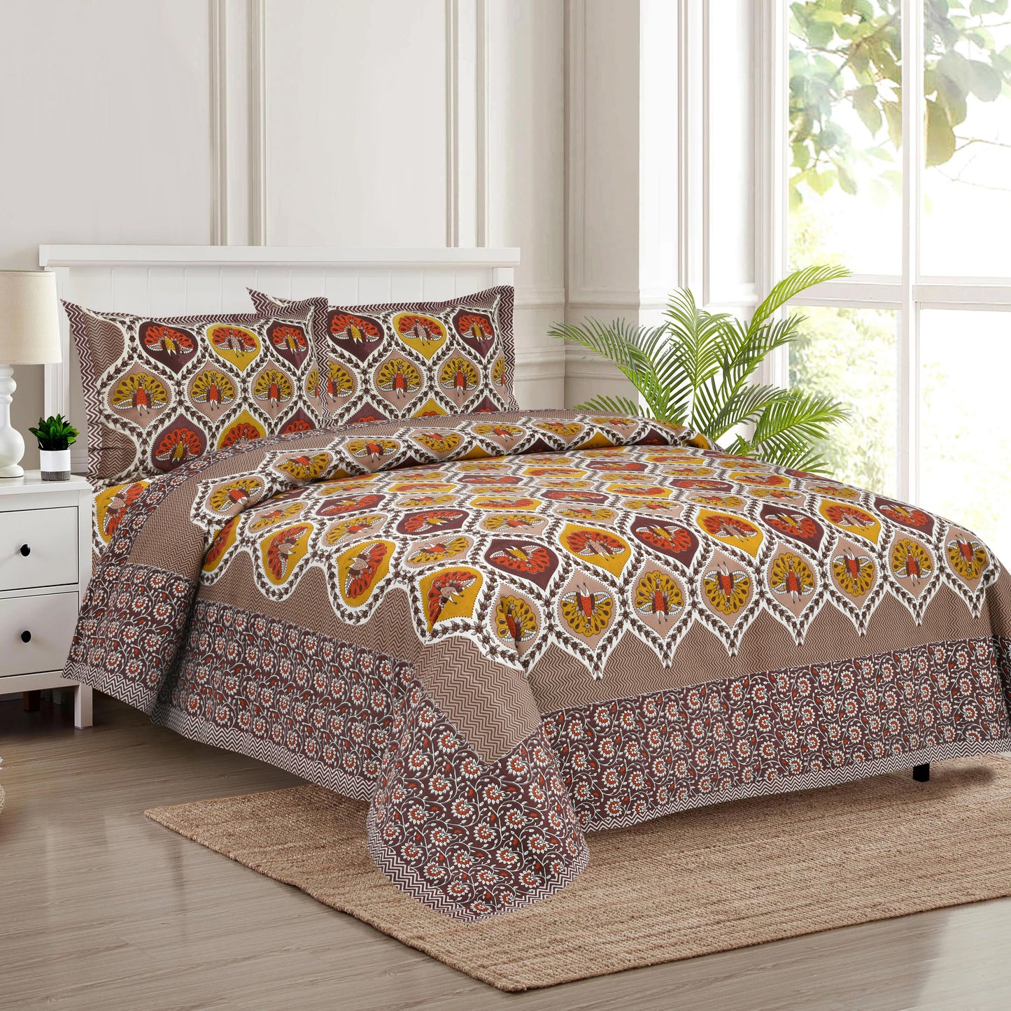 100/108 Avatar 100% Cotton Super King Size Double Bedsheet with 2 Pillow Covers, Soft & Durable Weave - HLB38