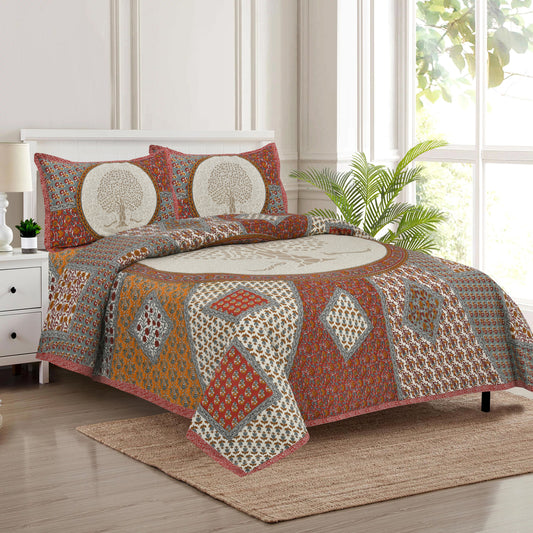 100/108 Avatar 100% Cotton Super King Size Double Bedsheet with 2 Pillow Covers, Soft & Durable Weave - HLB38
