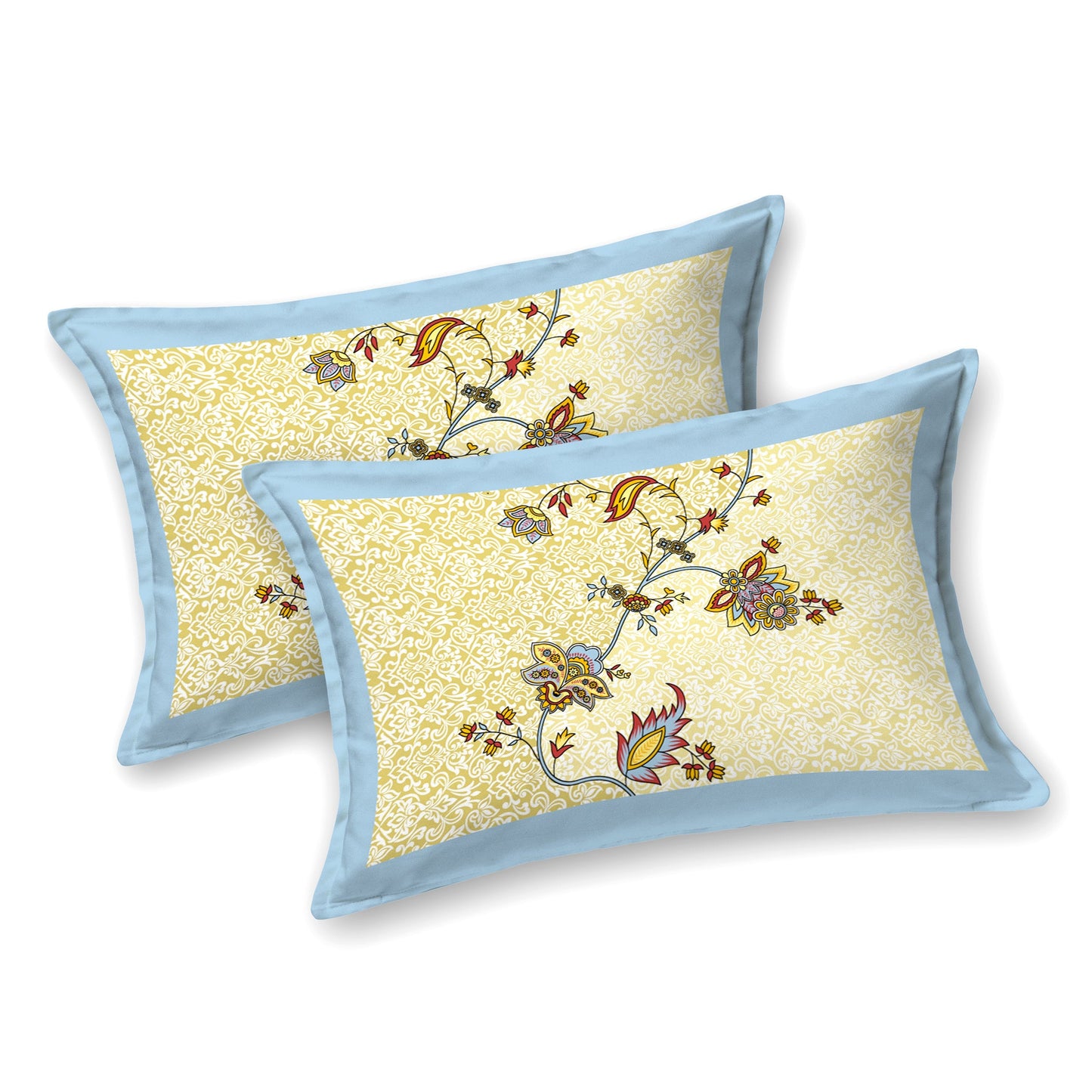 108/108 Basil 100% Cotton Jumbo Size Double Bedsheet with 2 Pillow Covers, Premium Weave & Comfortable Feel - HLB66