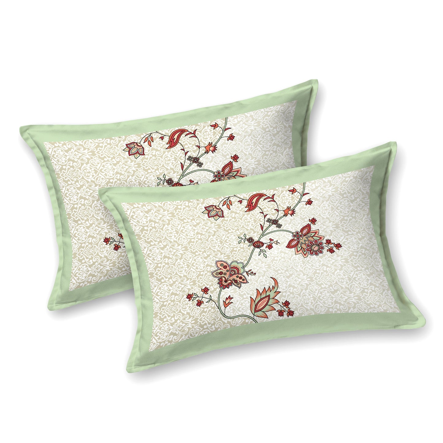 108/108 Basil 100% Cotton Jumbo Size Double Bedsheet with 2 Pillow Covers, Premium Weave & Comfortable Feel - HLB66