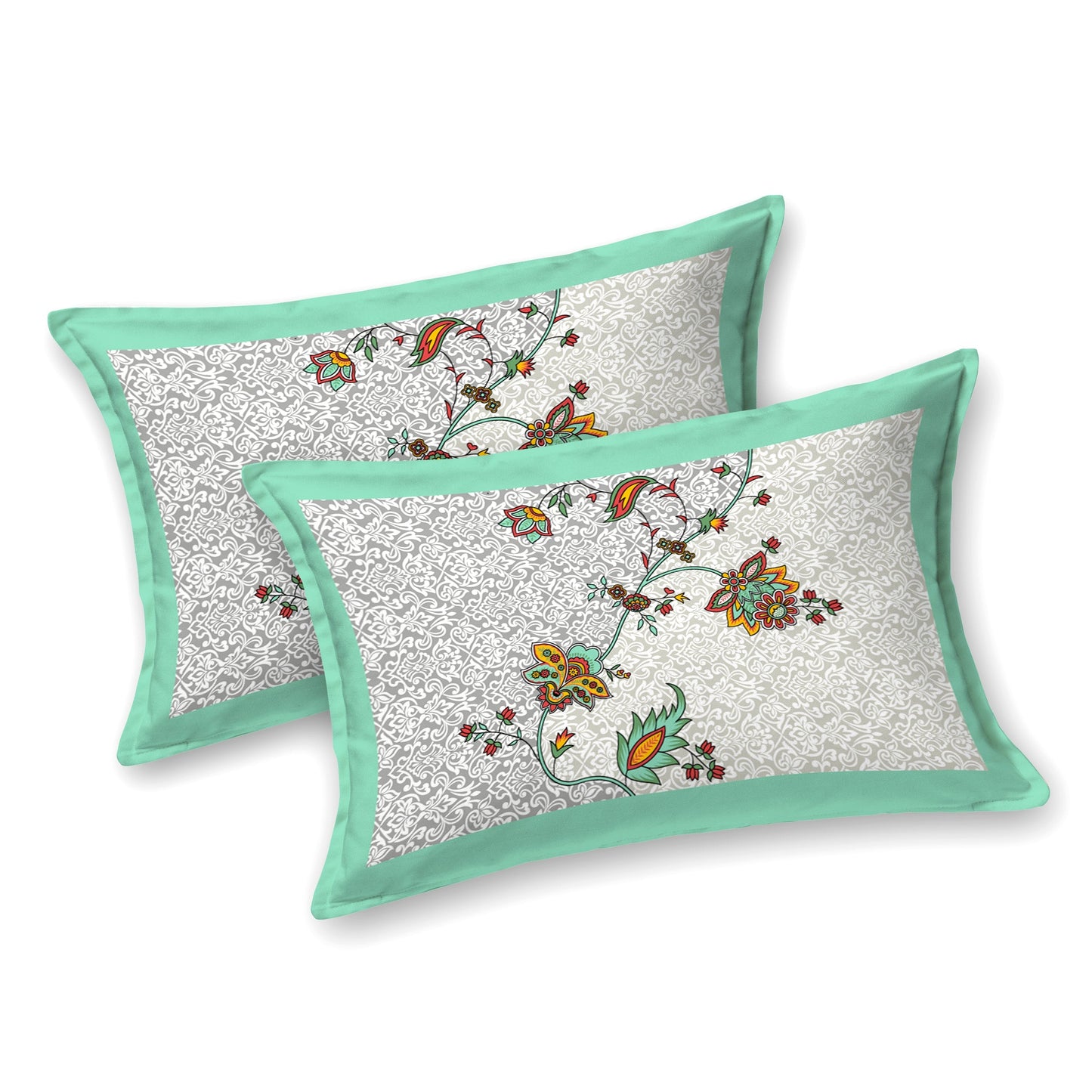 108/108 Basil 100% Cotton Jumbo Size Double Bedsheet with 2 Pillow Covers, Premium Weave & Comfortable Feel - HLB66