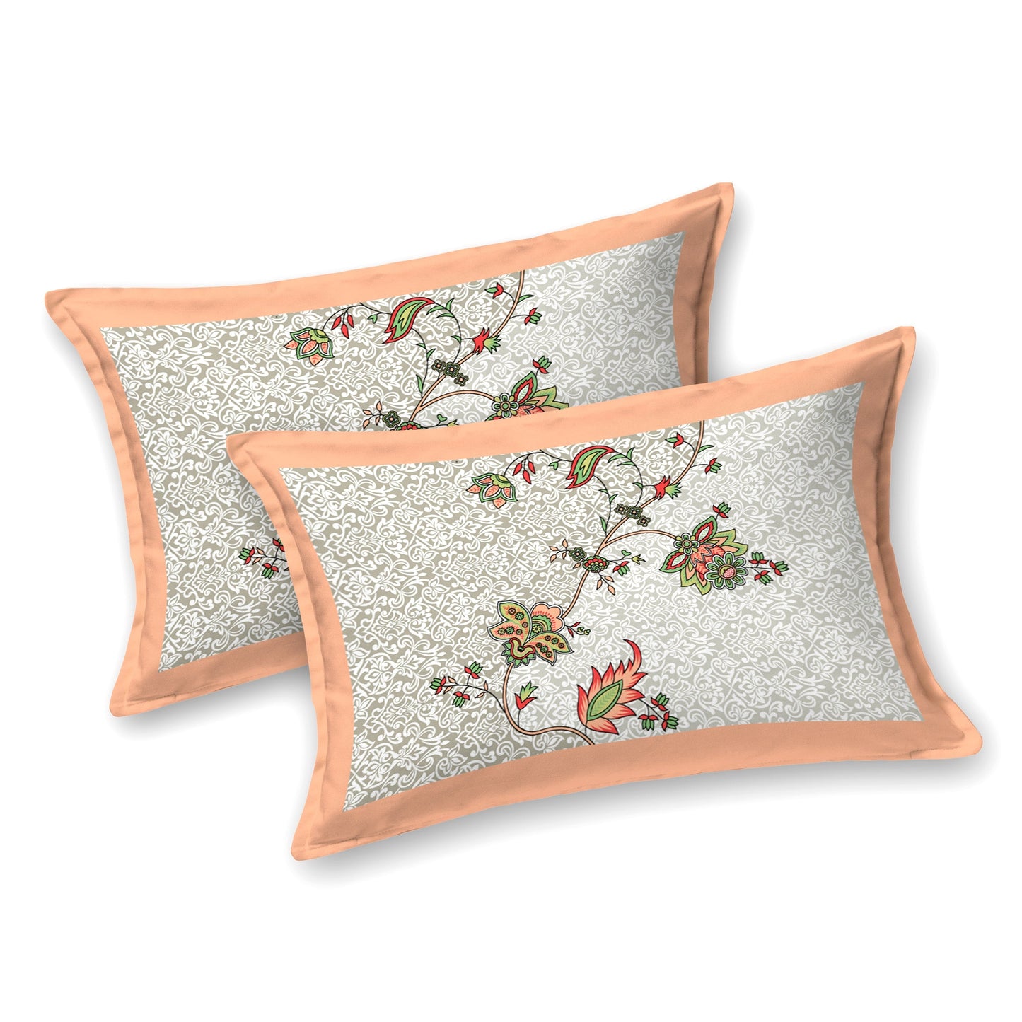 108/108 Basil 100% Cotton Jumbo Size Double Bedsheet with 2 Pillow Covers, Premium Weave & Comfortable Feel - HLB66