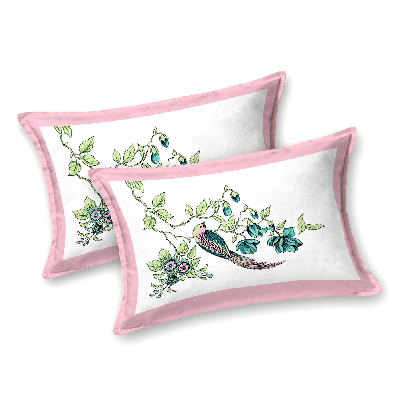108/108 Basil 100% Cotton Jumbo Size Double Bedsheet with 2 Pillow Covers, Premium Weave & Comfortable Feel - HLB66
