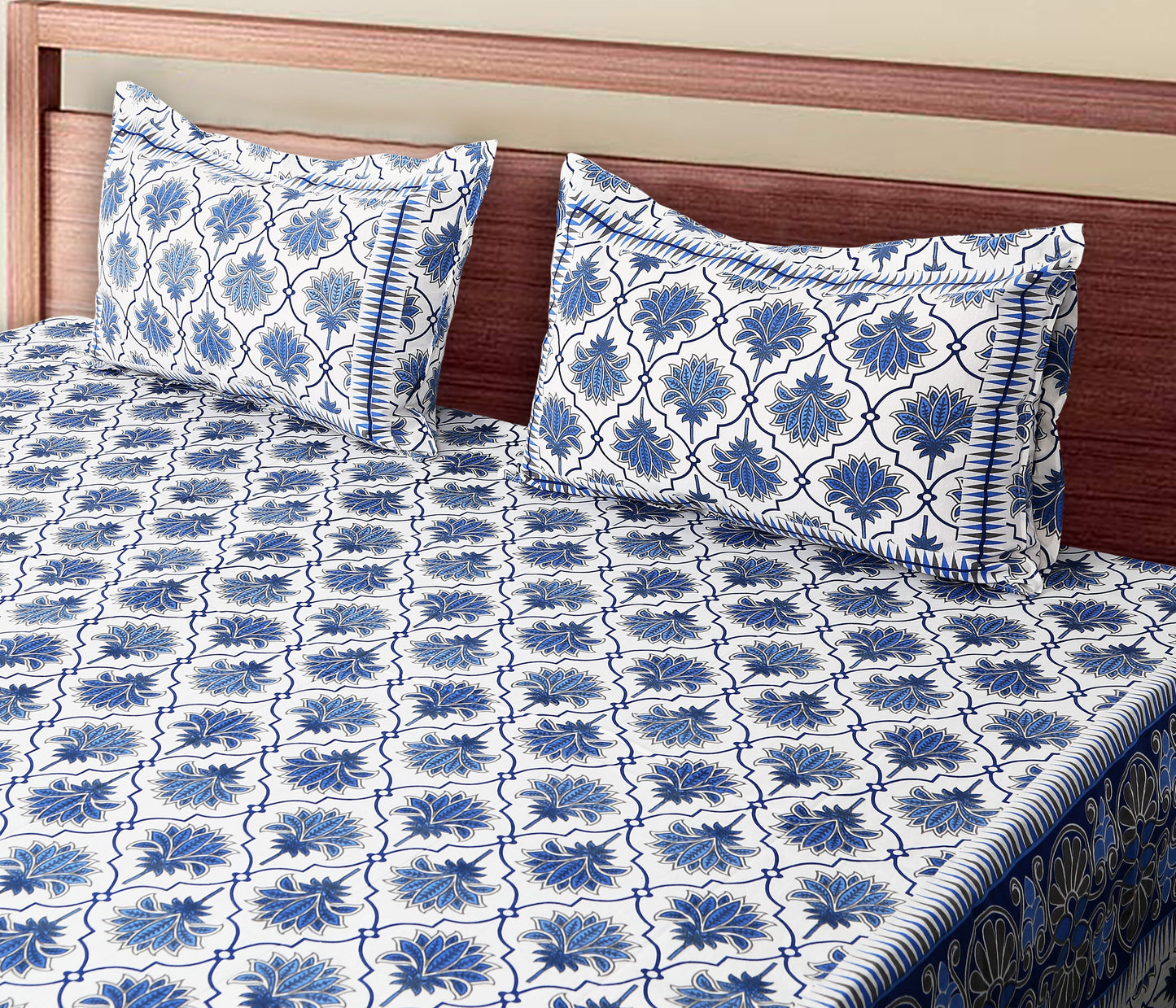 120/120 Celebration 100% Cotton Super Jumbo King Size Double Bedsheet with 2 Pillow Covers, Elegant Design & Cozy Comfort - HLB79