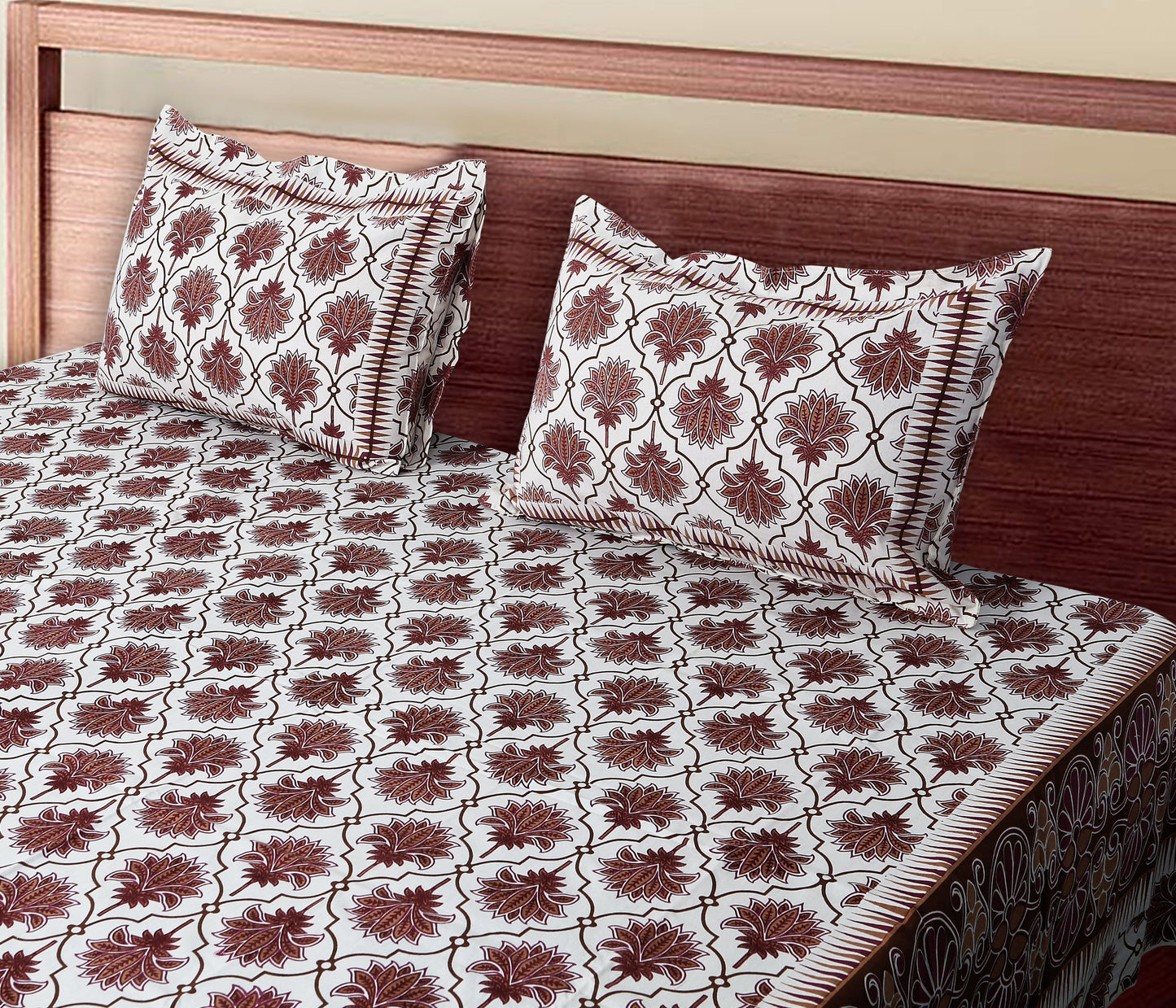 120/120 Celebration 100% Cotton Super Jumbo King Size Double Bedsheet with 2 Pillow Covers, Elegant Design & Cozy Comfort - HLB79