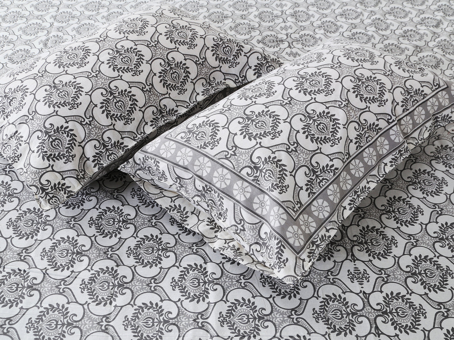 120/120 Celebration 100% Cotton Super Jumbo King Size Double Bedsheet with 2 Pillow Covers, Elegant Design & Cozy Comfort - HLB79