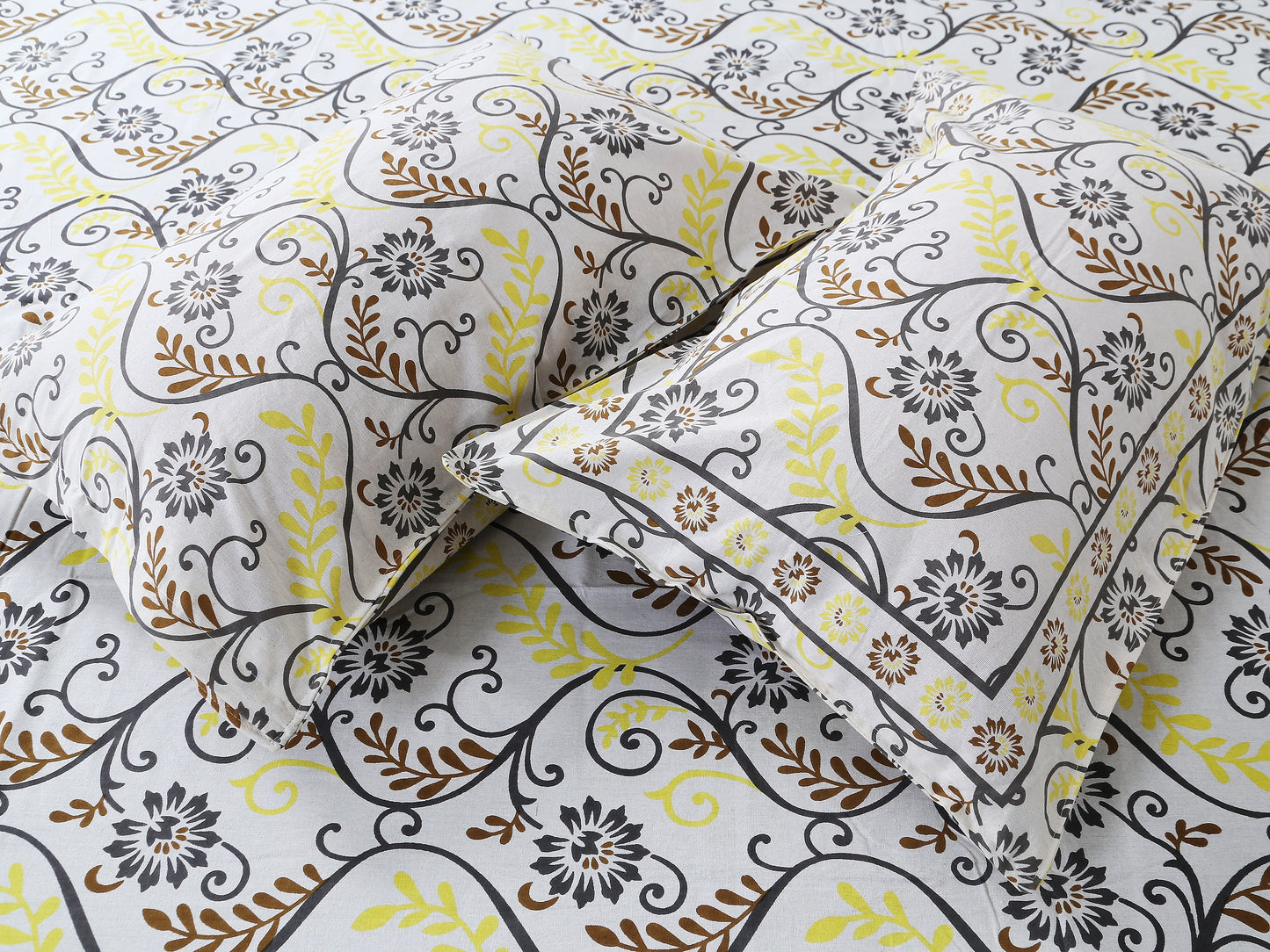 120/120 Celebration 100% Cotton Super Jumbo King Size Double Bedsheet with 2 Pillow Covers, Elegant Design & Cozy Comfort - HLB79