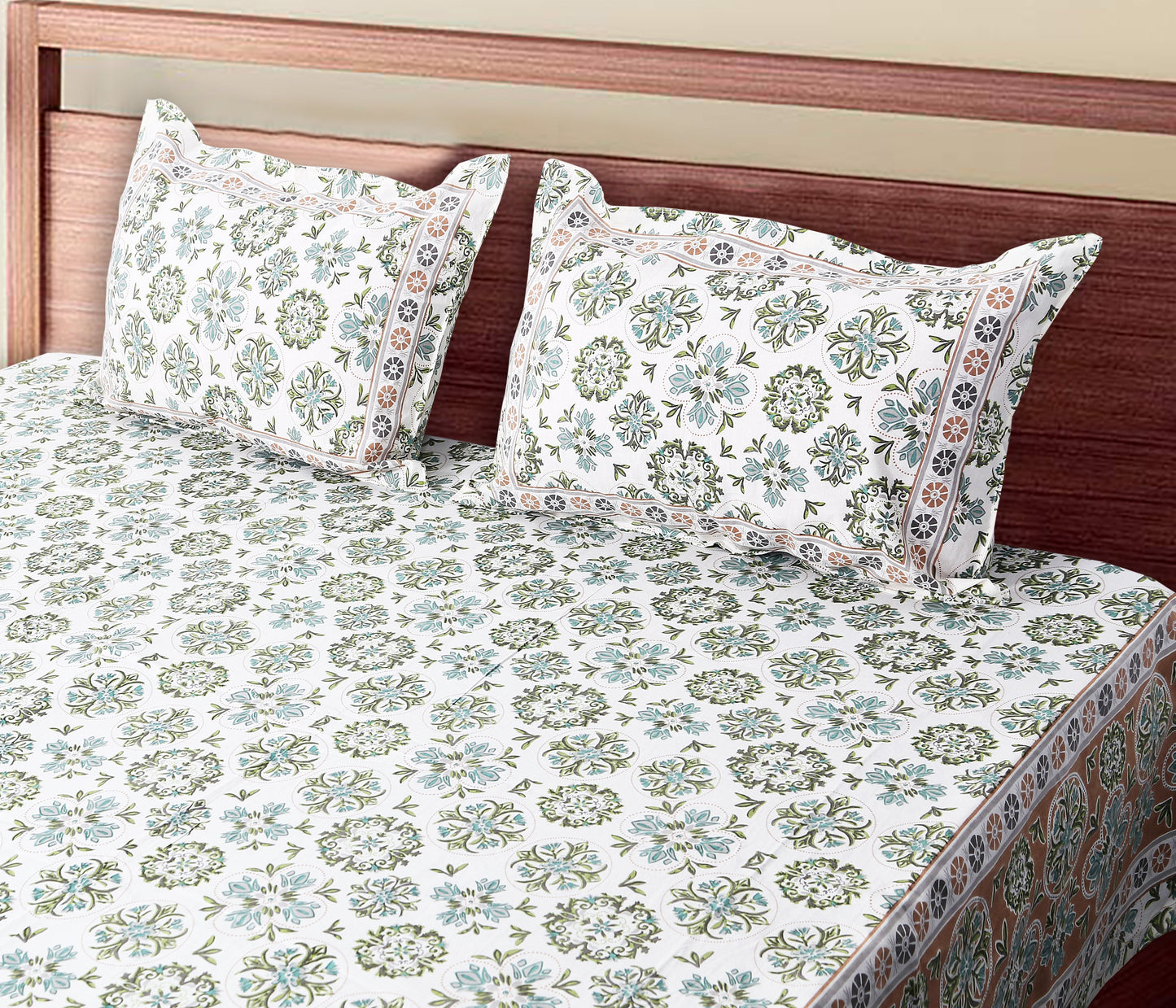 120/120 Celebration 100% Cotton Super Jumbo King Size Double Bedsheet with 2 Pillow Covers, Elegant Design & Cozy Comfort - HLB79