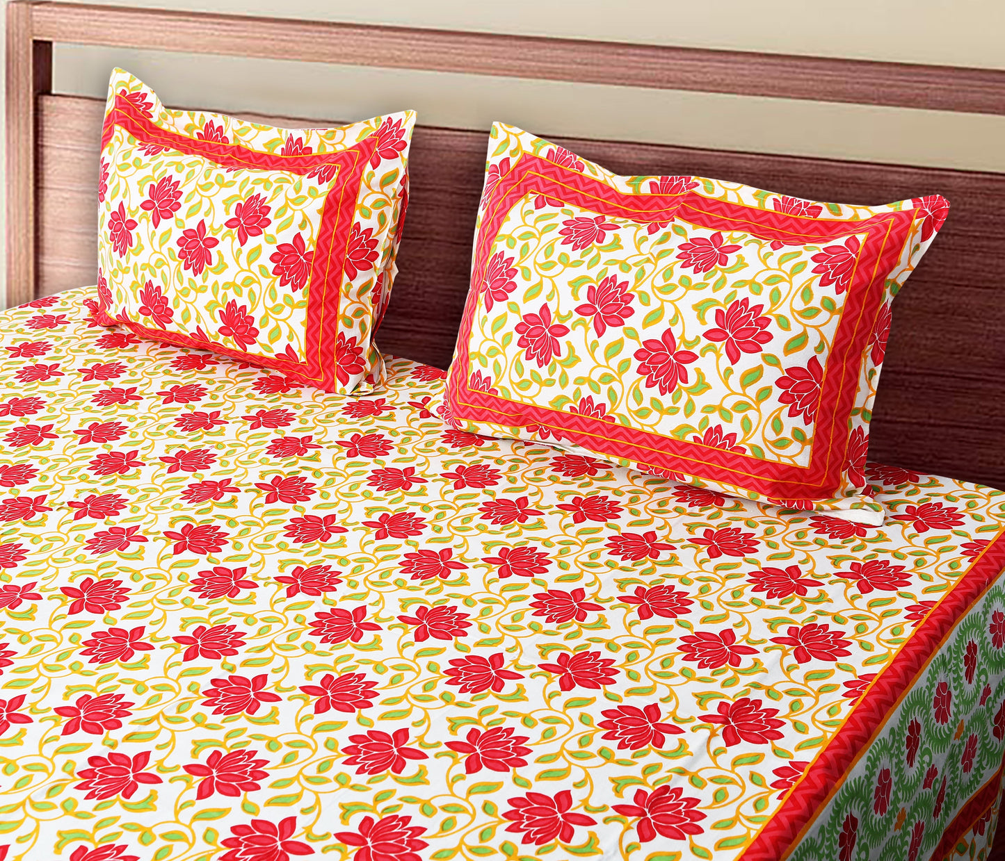 120/120 Celebration 100% Cotton Super Jumbo King Size Double Bedsheet with 2 Pillow Covers, Elegant Design & Cozy Comfort - HLB79