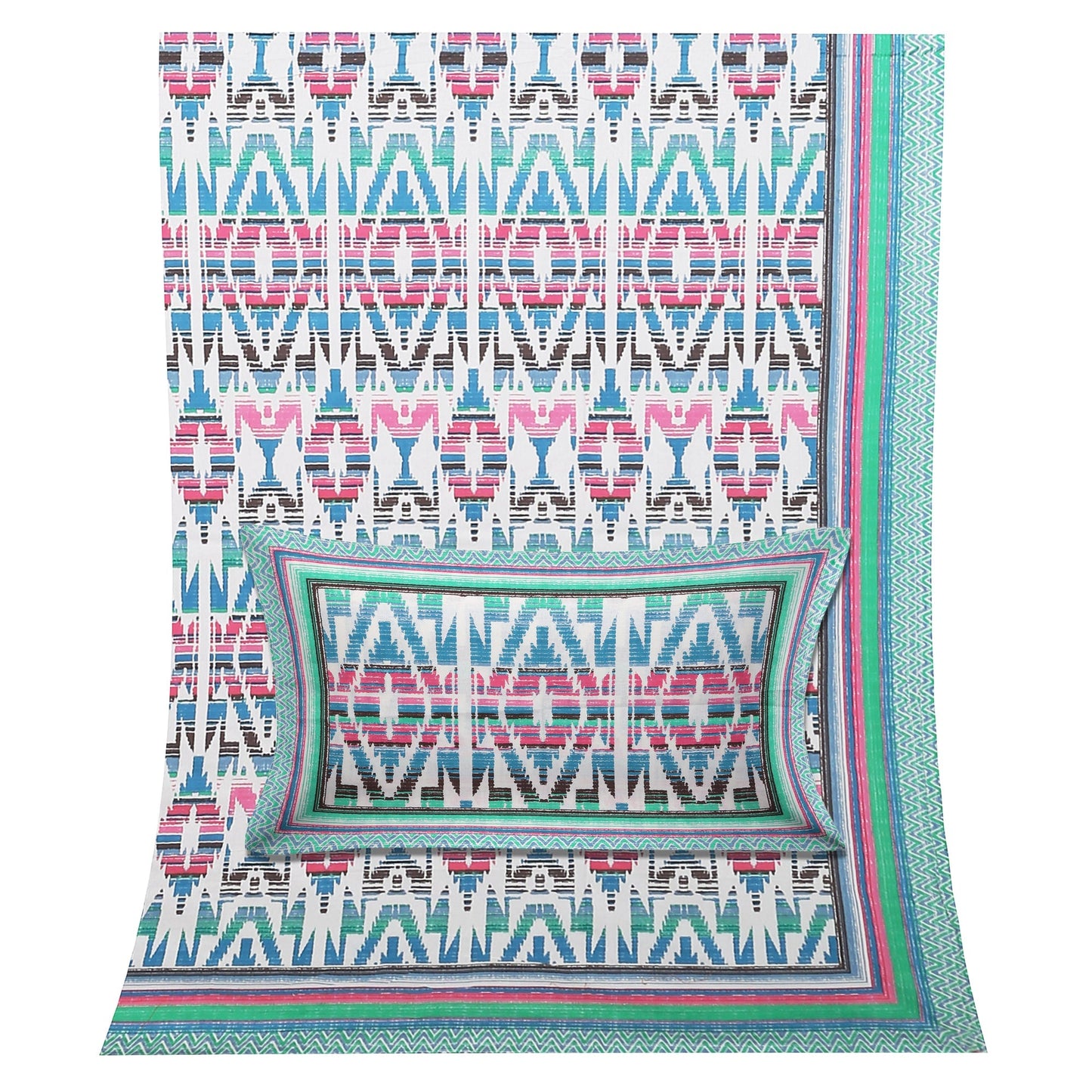108/108 Colours of Joy 100% Cotton Jumbo Size Double Bedsheet with 2 Pillow Covers, Vibrant & Breathable Fabric - HLB72