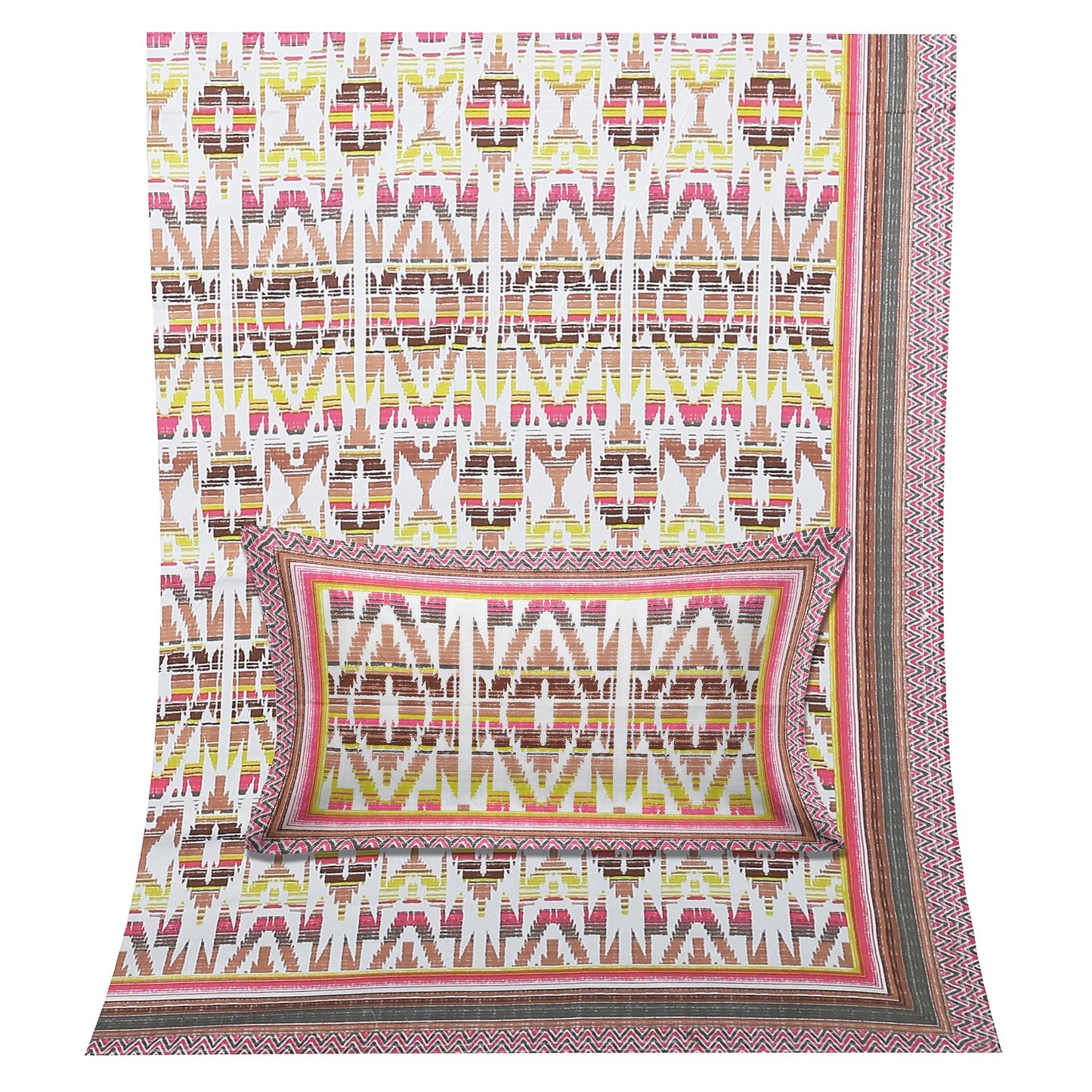 108/108 Colours of Joy 100% Cotton Jumbo Size Double Bedsheet with 2 Pillow Covers, Vibrant & Breathable Fabric - HLB72