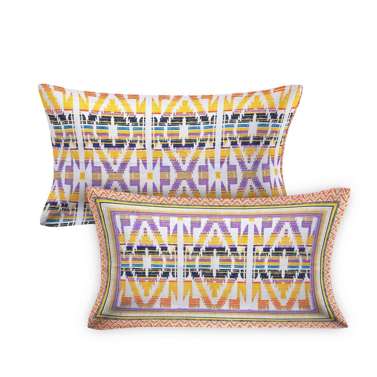 108/108 Colours of Joy 100% Cotton Jumbo Size Double Bedsheet with 2 Pillow Covers, Vibrant & Breathable Fabric - HLB72