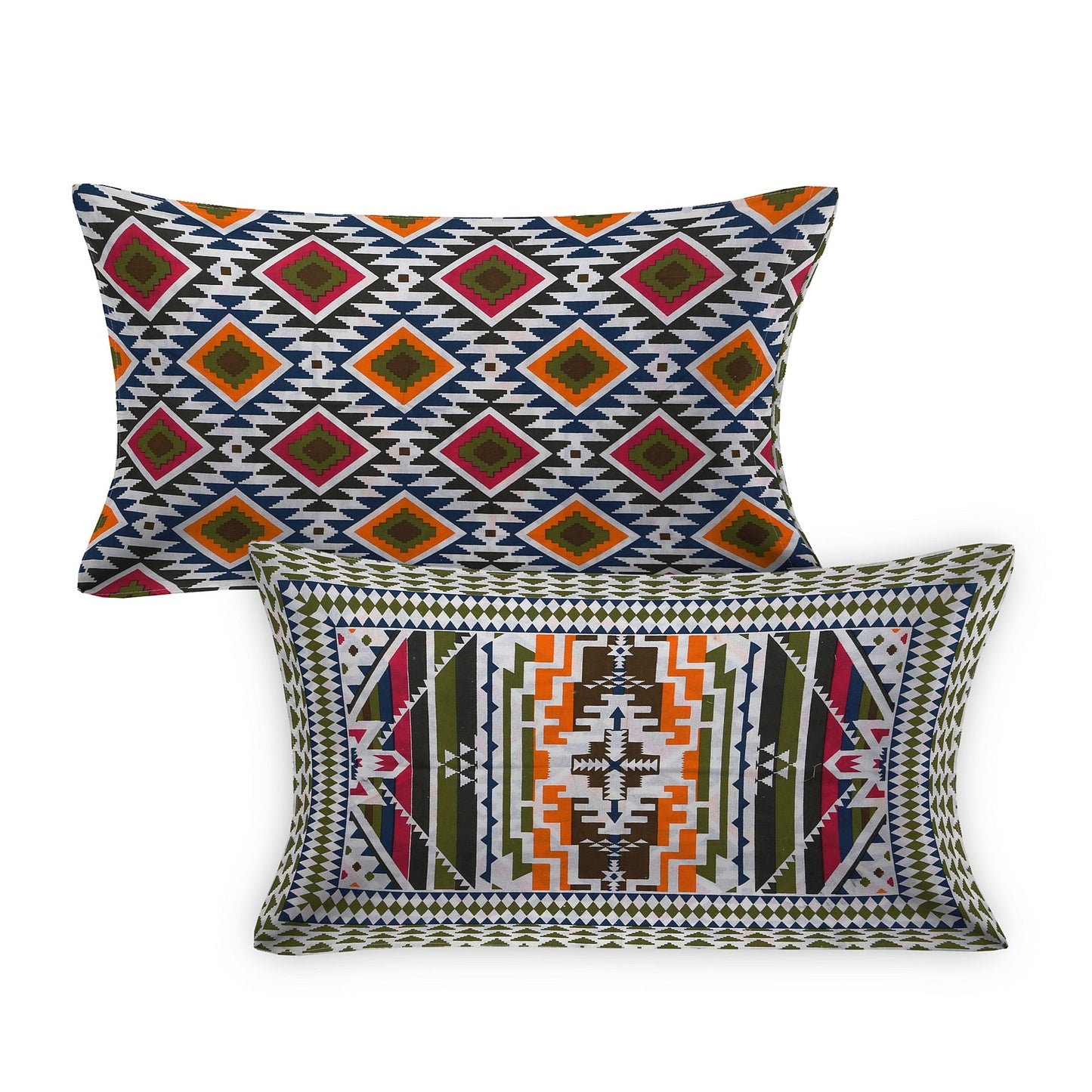 108/108 Colours of Joy 100% Cotton Jumbo Size Double Bedsheet with 2 Pillow Covers, Vibrant & Breathable Fabric - HLB72