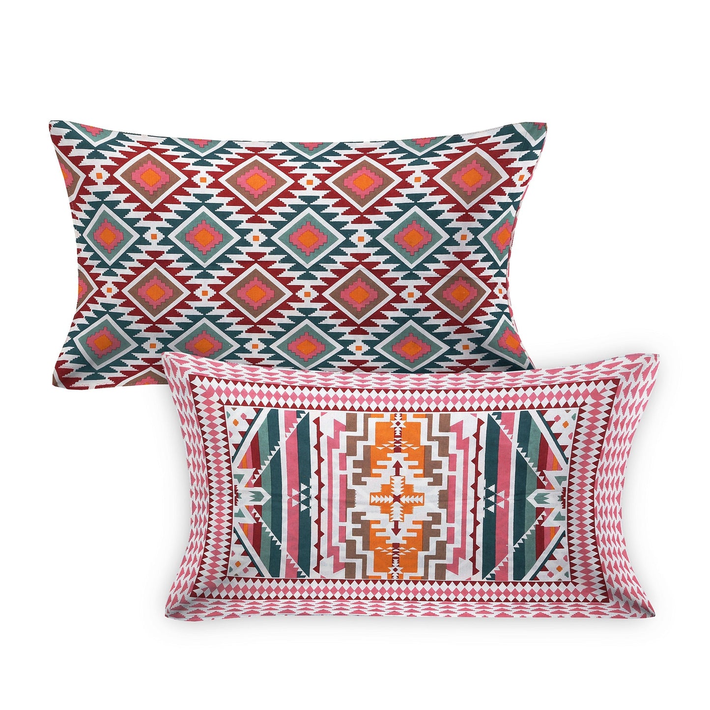108/108 Colours of Joy 100% Cotton Jumbo Size Double Bedsheet with 2 Pillow Covers, Vibrant & Breathable Fabric - HLB72