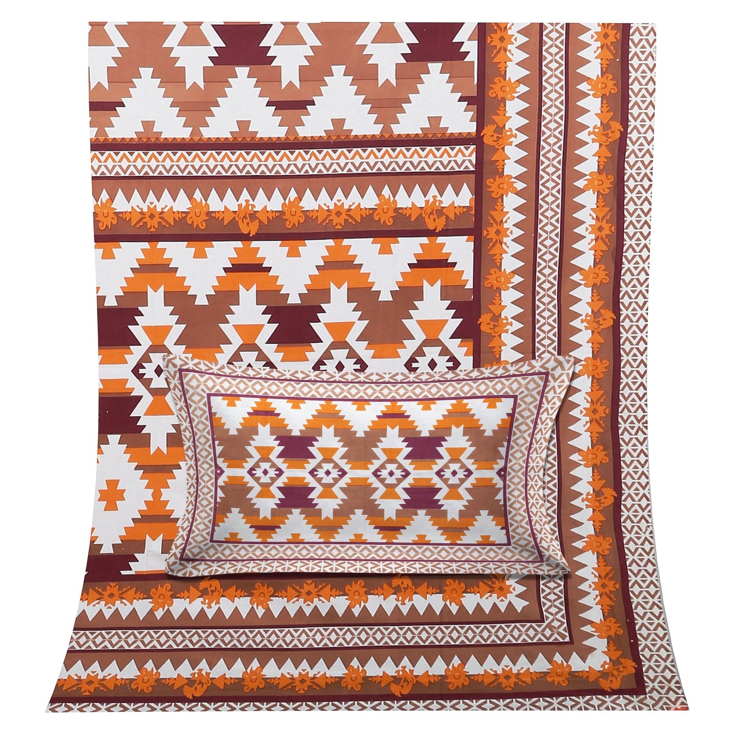 108/108 Colours of Joy 100% Cotton Jumbo Size Double Bedsheet with 2 Pillow Covers, Vibrant & Breathable Fabric - HLB72