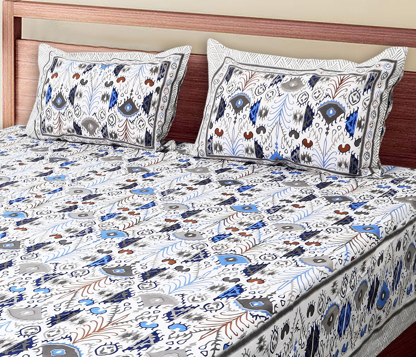 108/108 Colours of Joy 100% Cotton Jumbo Size Double Bedsheet with 2 Pillow Covers, Vibrant & Breathable Fabric - HLB72