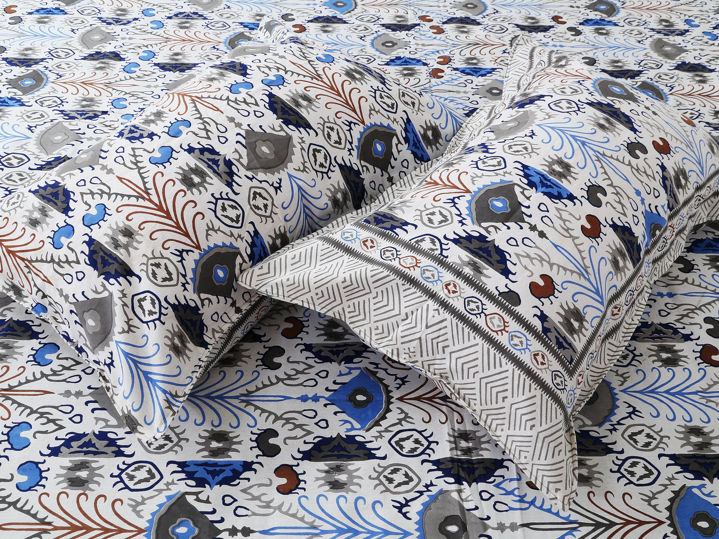 108/108 Colours of Joy 100% Cotton Jumbo Size Double Bedsheet with 2 Pillow Covers, Vibrant & Breathable Fabric - HLB72