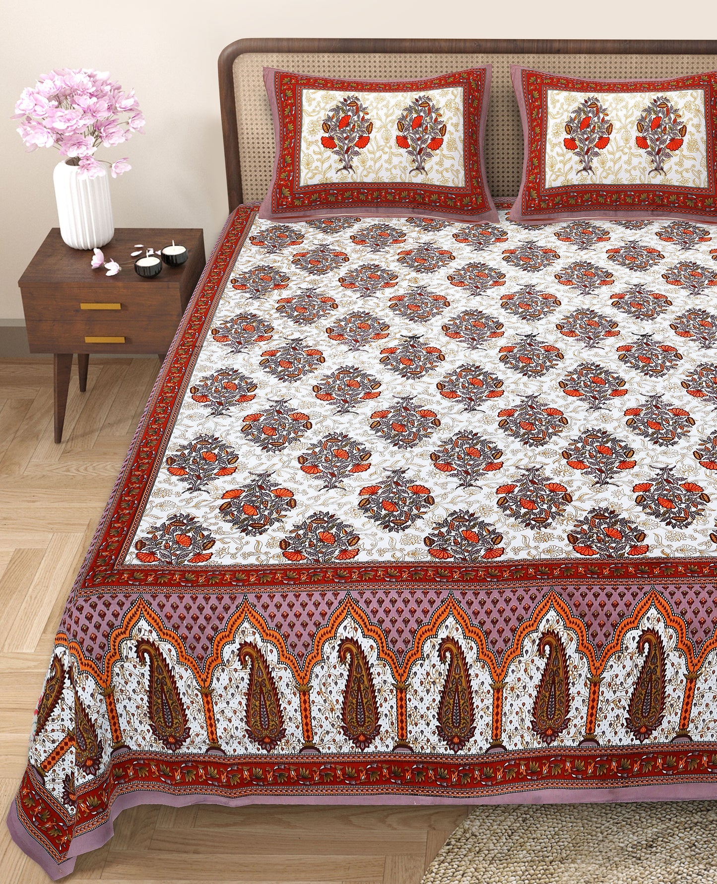 89'' ECO Viscose Mix Queen Size Double Bedsheet with 2 Pillow Covers, Breathable, Wrinkle-Free & Ultra-Soft Fabric - HLB01
