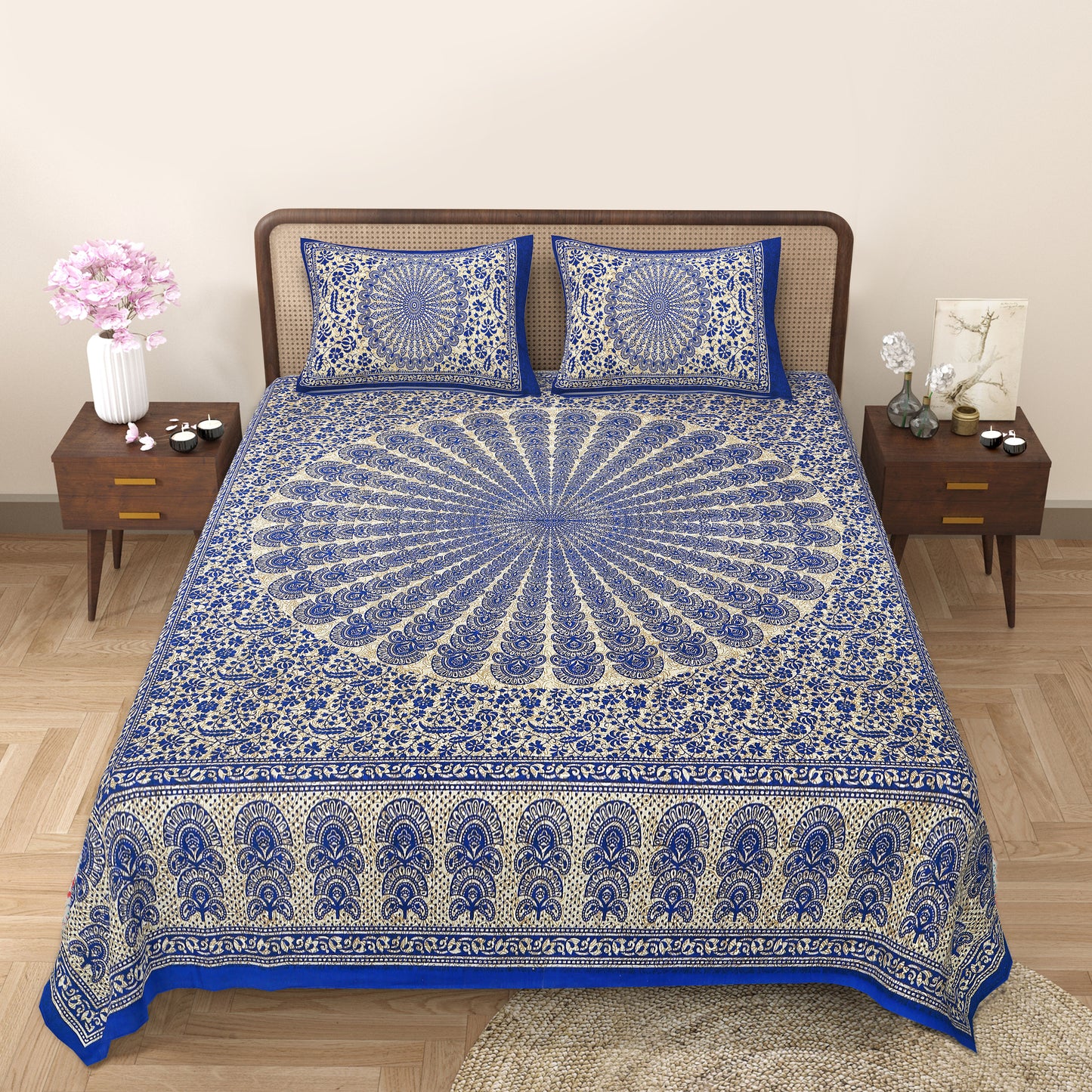 89'' ECO Viscose Mix Queen Size Double Bedsheet with 2 Pillow Covers, Breathable, Wrinkle-Free & Ultra-Soft Fabric - HLB01