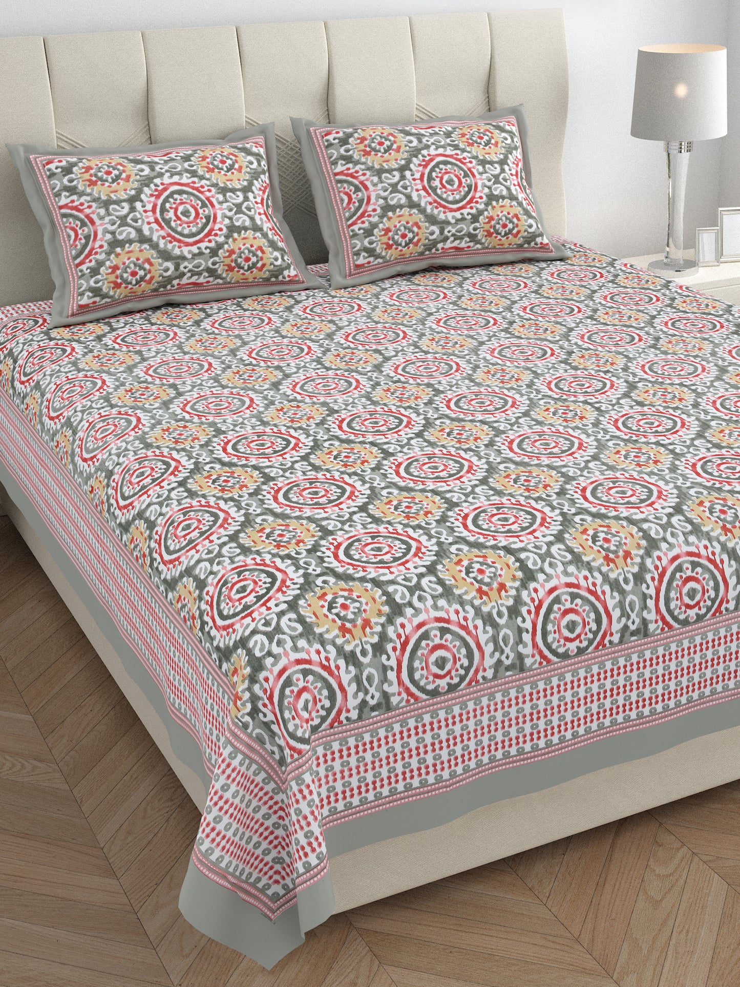 95/108 Eklavya 100% Cotton Large King Size Double Bedsheet with 2 Pillow Covers, Super Soft & High Durability - HLB19