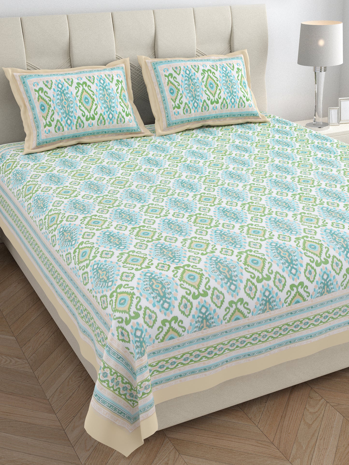 95/108 Eklavya 100% Cotton Large King Size Double Bedsheet with 2 Pillow Covers, Super Soft & High Durability - HLB19