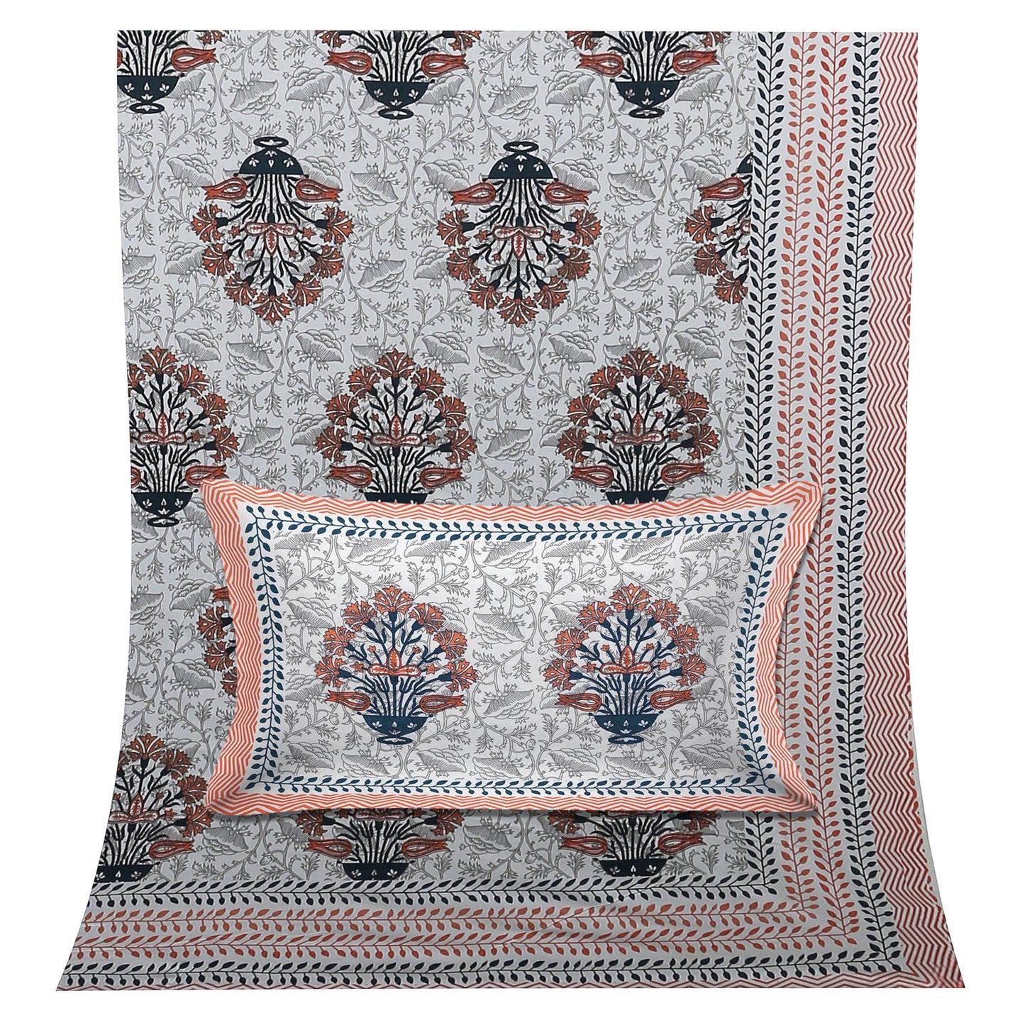 108/108 Empire 100% Cotton Jumbo Size Double Bedsheet with 2 Pillow Covers, Elegant Look & Cozy Feel - HLB68