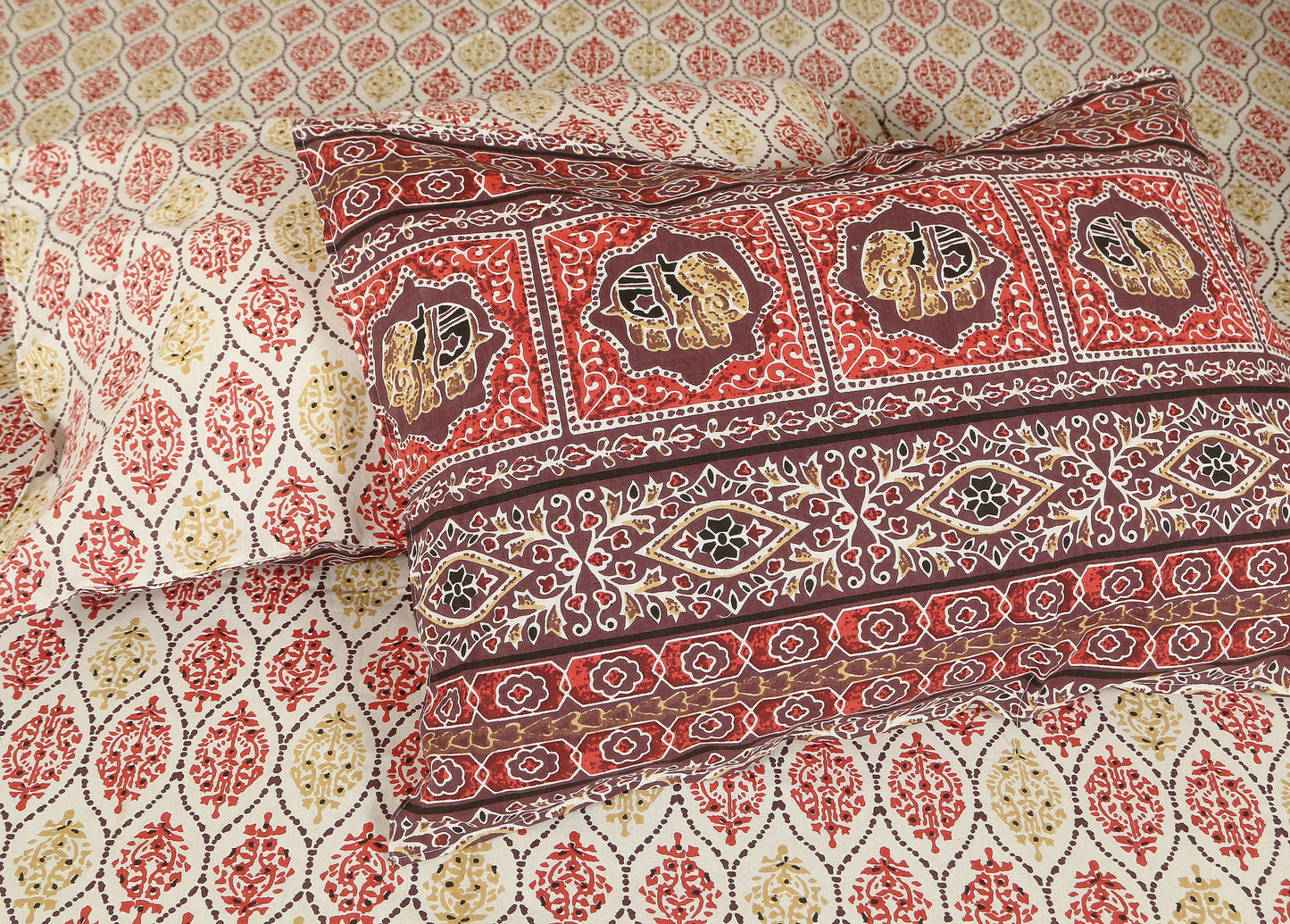 108/108 Empire 100% Cotton Jumbo Size Double Bedsheet with 2 Pillow Covers, Elegant Look & Cozy Feel - HLB68