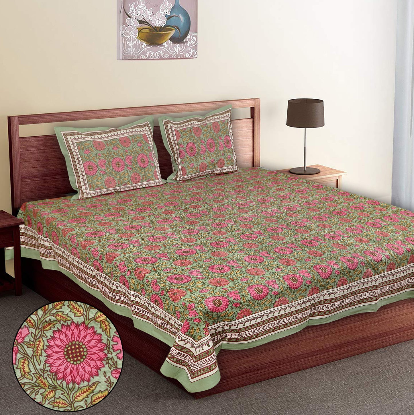 108/108 Empire 100% Cotton Jumbo Size Double Bedsheet with 2 Pillow Covers, Elegant Look & Cozy Feel - HLB68