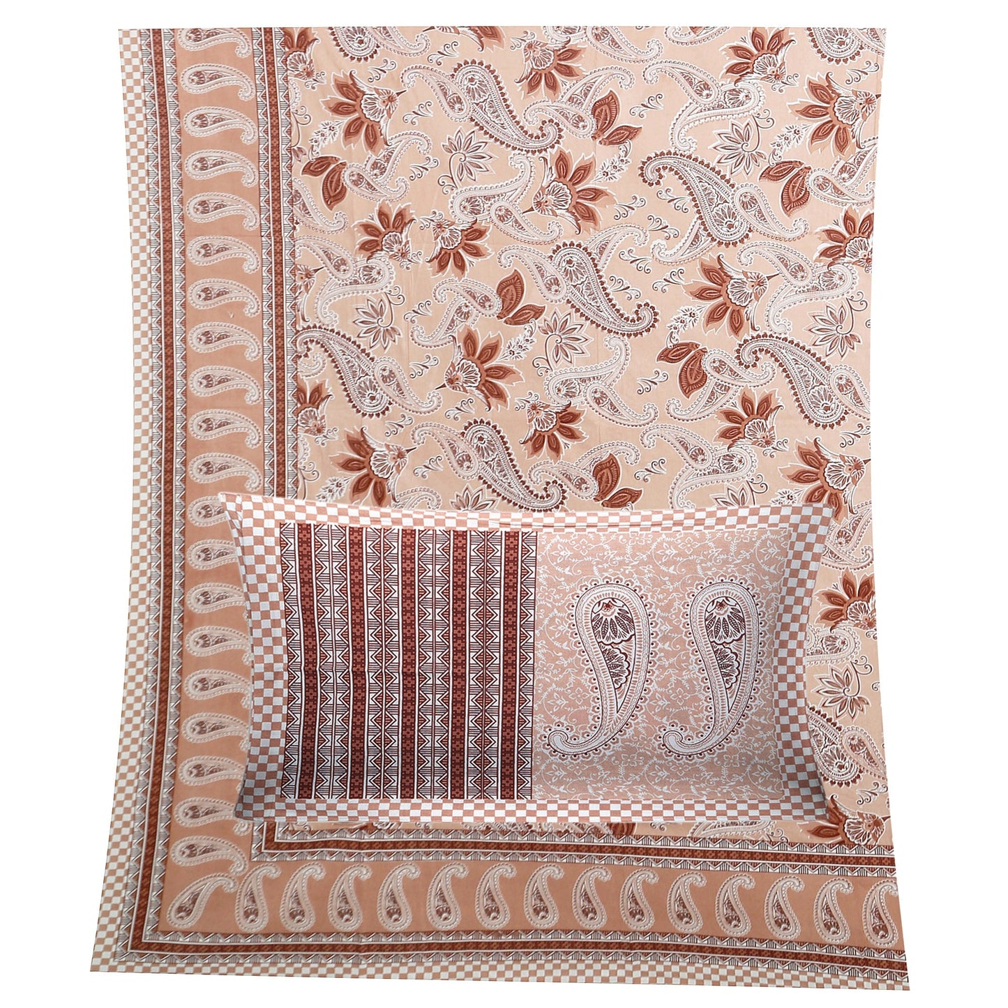 108/108 Empire 100% Cotton Jumbo Size Double Bedsheet with 2 Pillow Covers, Elegant Look & Cozy Feel - HLB68