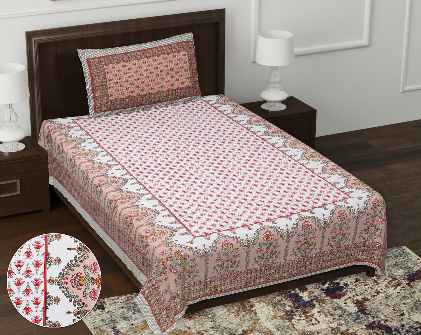 63" Forever 100% Cotton Single Bedsheet with 1 Pillow Cover, Cozy & Breathable Fabric - HLB05
