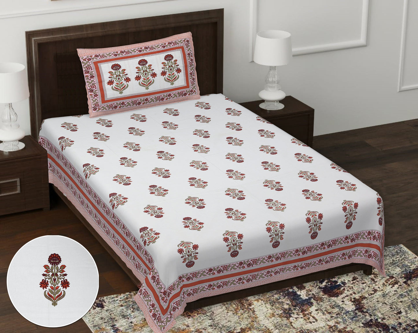 63" Forever 100% Cotton Single Bedsheet with 1 Pillow Cover, Cozy & Breathable Fabric - HLB05