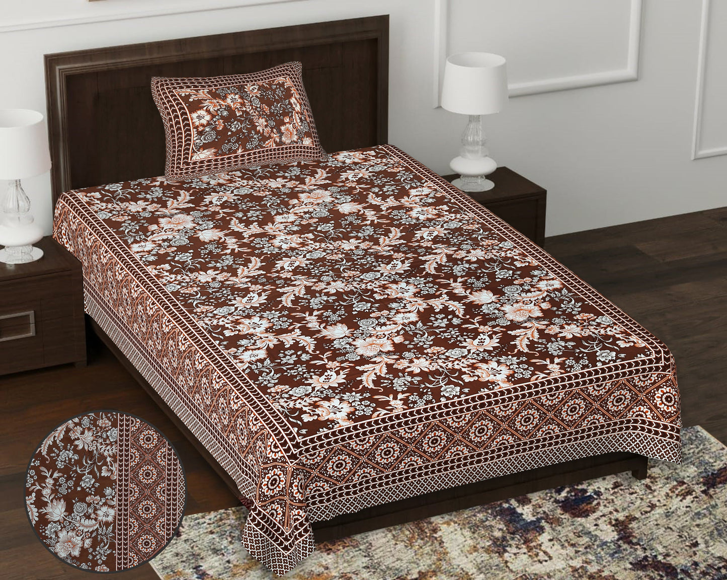 63" Forever 100% Cotton Single Bedsheet with 1 Pillow Cover, Cozy & Breathable Fabric - HLB05
