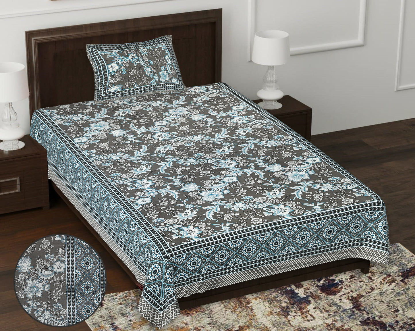 63" Forever 100% Cotton Single Bedsheet with 1 Pillow Cover, Cozy & Breathable Fabric - HLB05