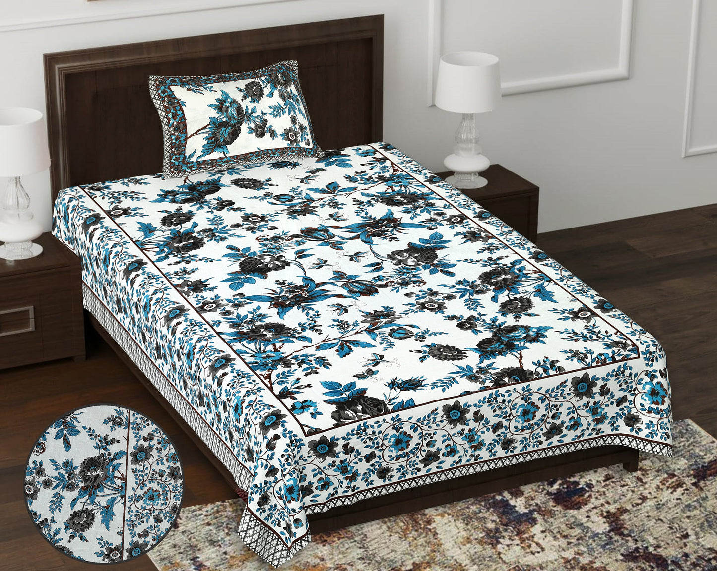 63" Forever 100% Cotton Single Bedsheet with 1 Pillow Cover, Cozy & Breathable Fabric - HLB05