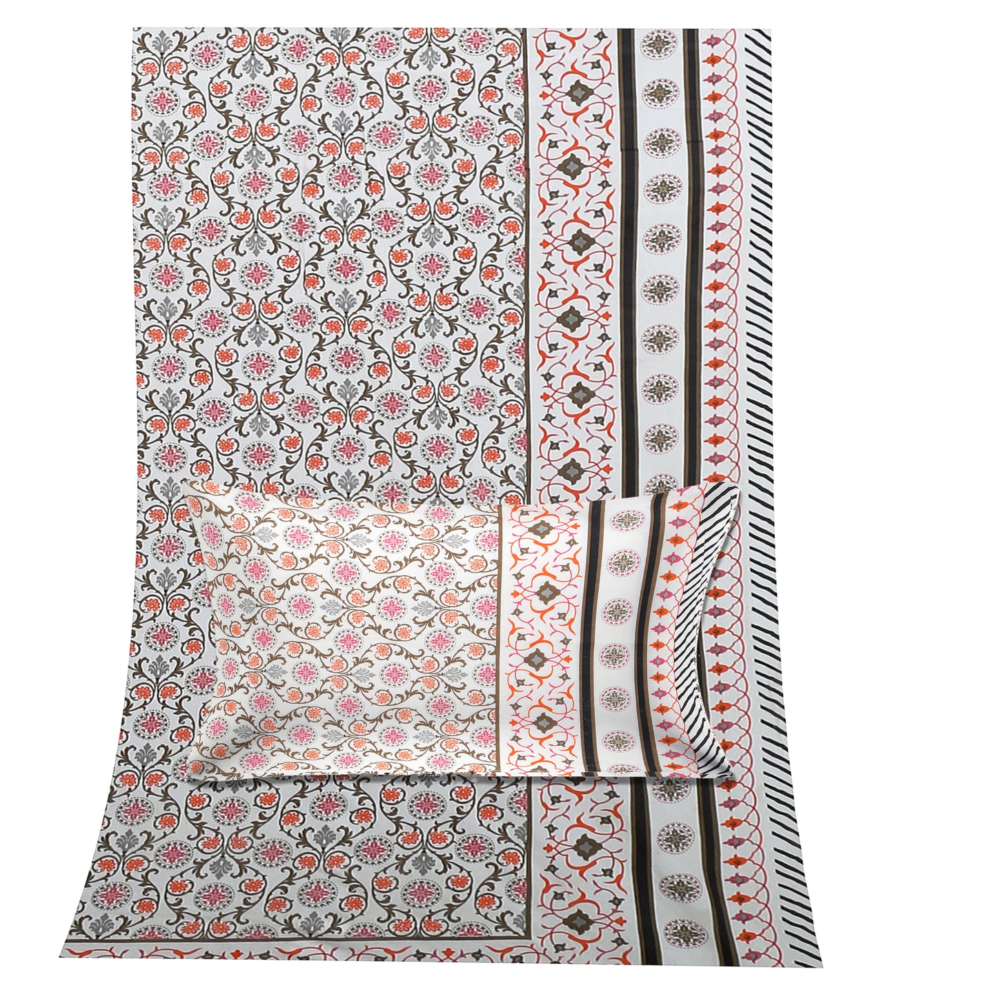 90/108 Fortune 100% Cotton Standard King Size Double Bedsheet with 2 Pillow Covers, Premium Comfort & Smooth Texture - HLB09