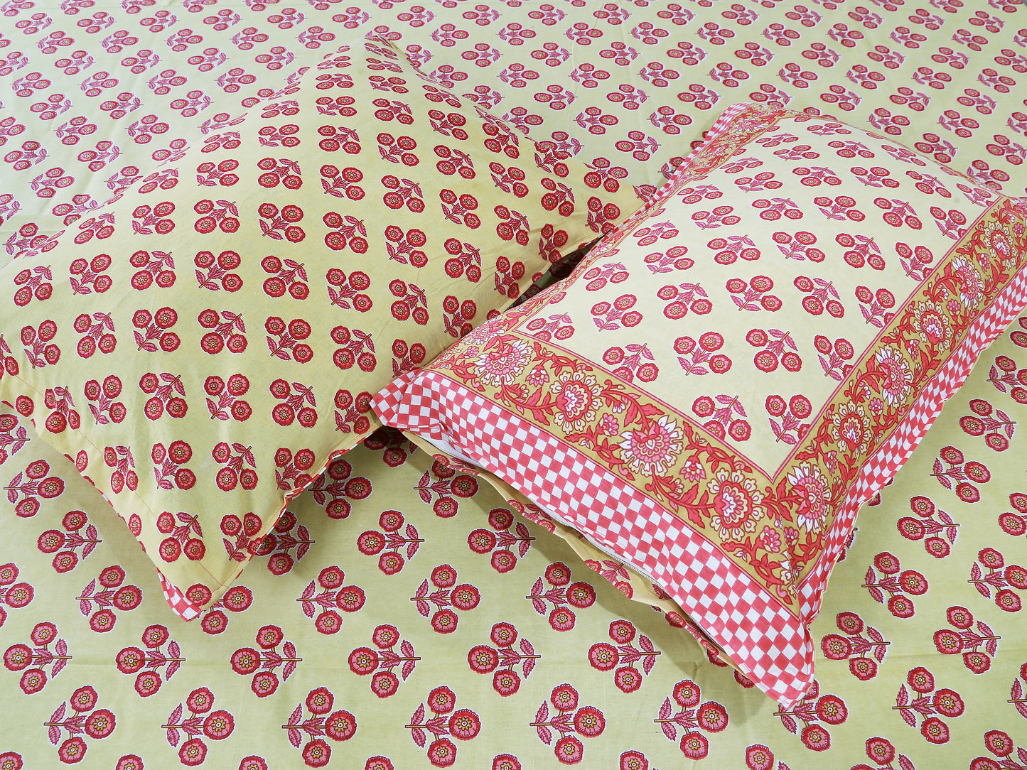 90/108 Fortune 100% Cotton Standard King Size Double Bedsheet with 2 Pillow Covers, Premium Comfort & Smooth Texture - HLB09